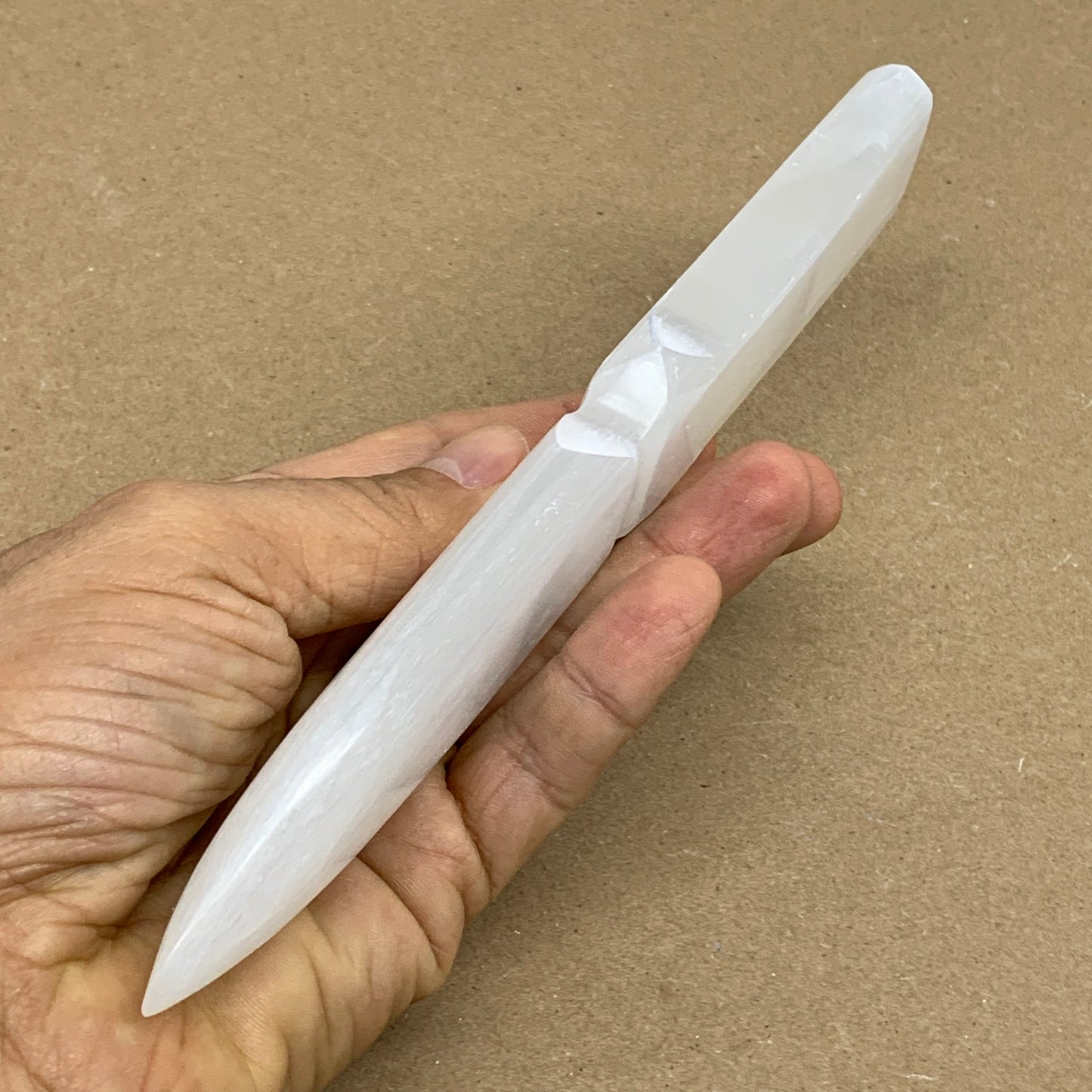 120g, 7.5"x1.2"x0.6", Natural Selenite Crystal Dagger (Satin Spar), B36337