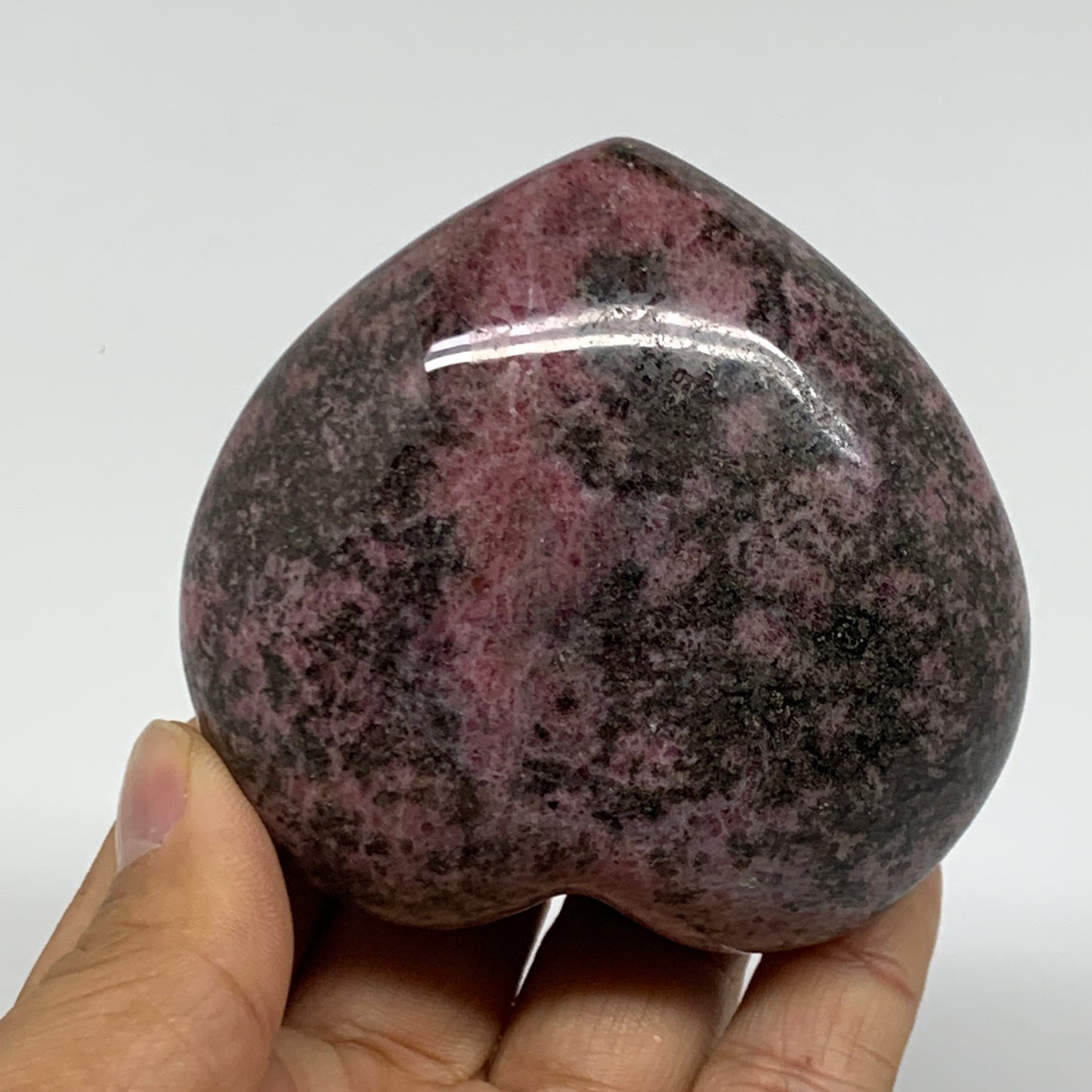 0.71 lbs, 2.7"x2.9"x1.5", Natural Rhodonite Heart Polished Crystal, B37217