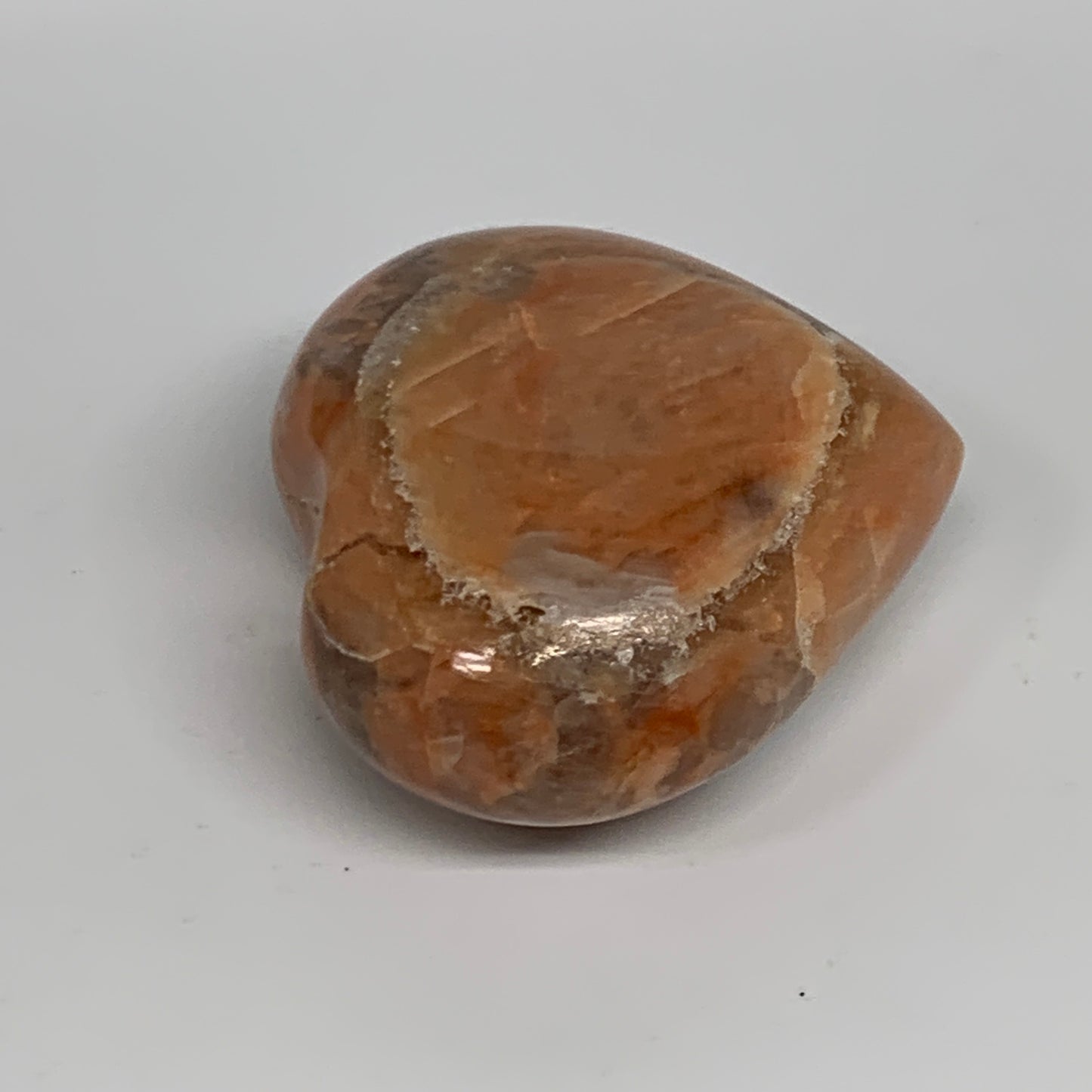 79.6g, 1.9"x2"x1", Peach Moonstone Heart Crystal Polished, B35003