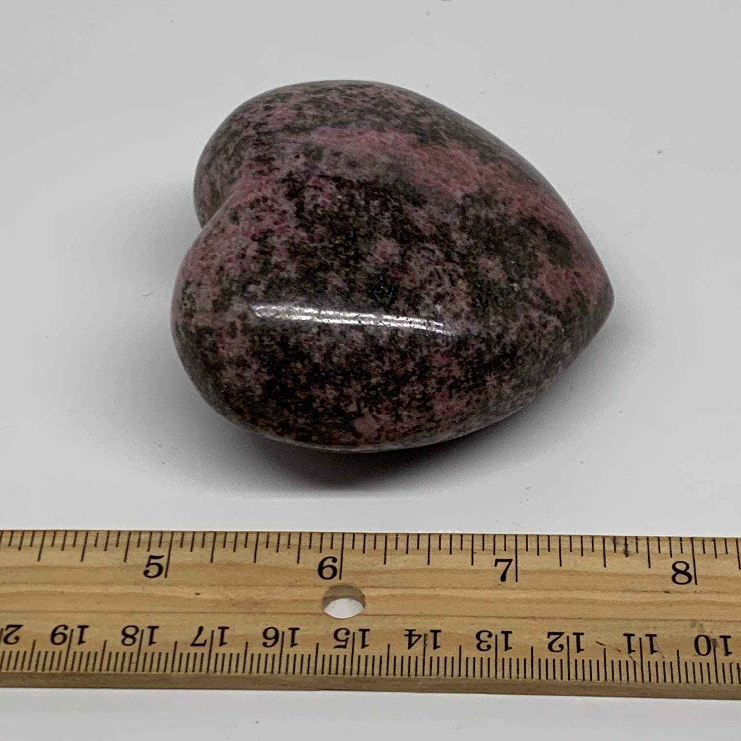 0.71 lbs, 2.7"x2.9"x1.5", Natural Rhodonite Heart Polished Crystal, B37217