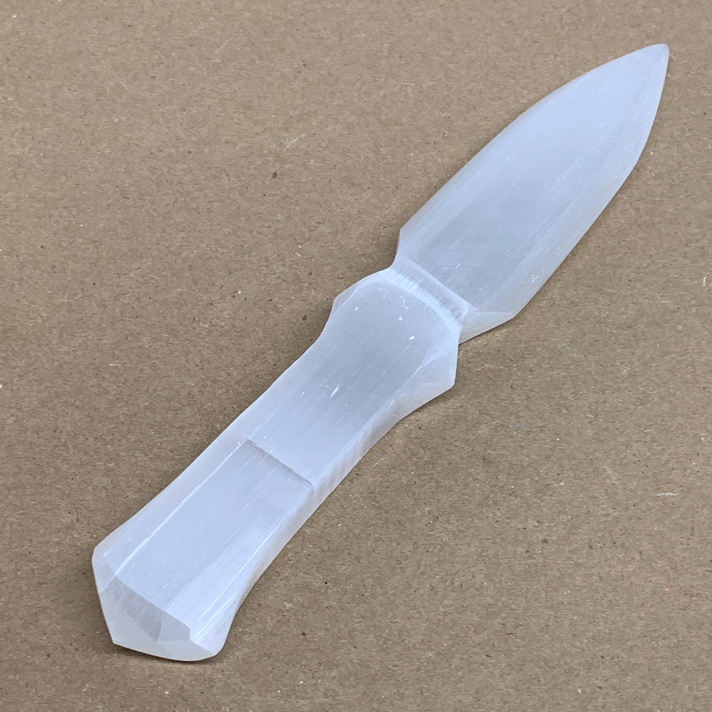 120g, 7.5"x1.2"x0.6", Natural Selenite Crystal Dagger (Satin Spar), B36337