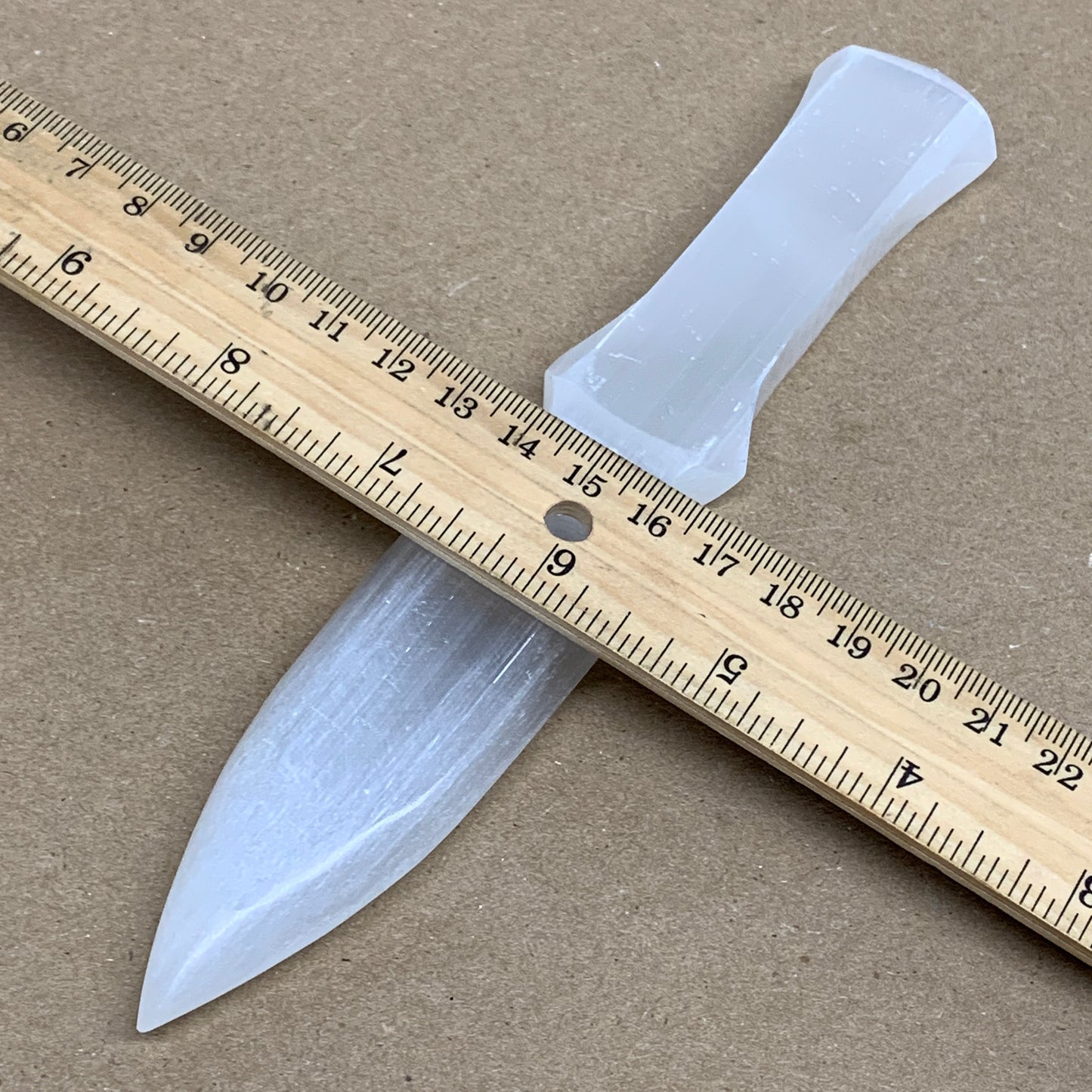 120g, 7.5"x1.2"x0.6", Natural Selenite Crystal Dagger (Satin Spar), B36337