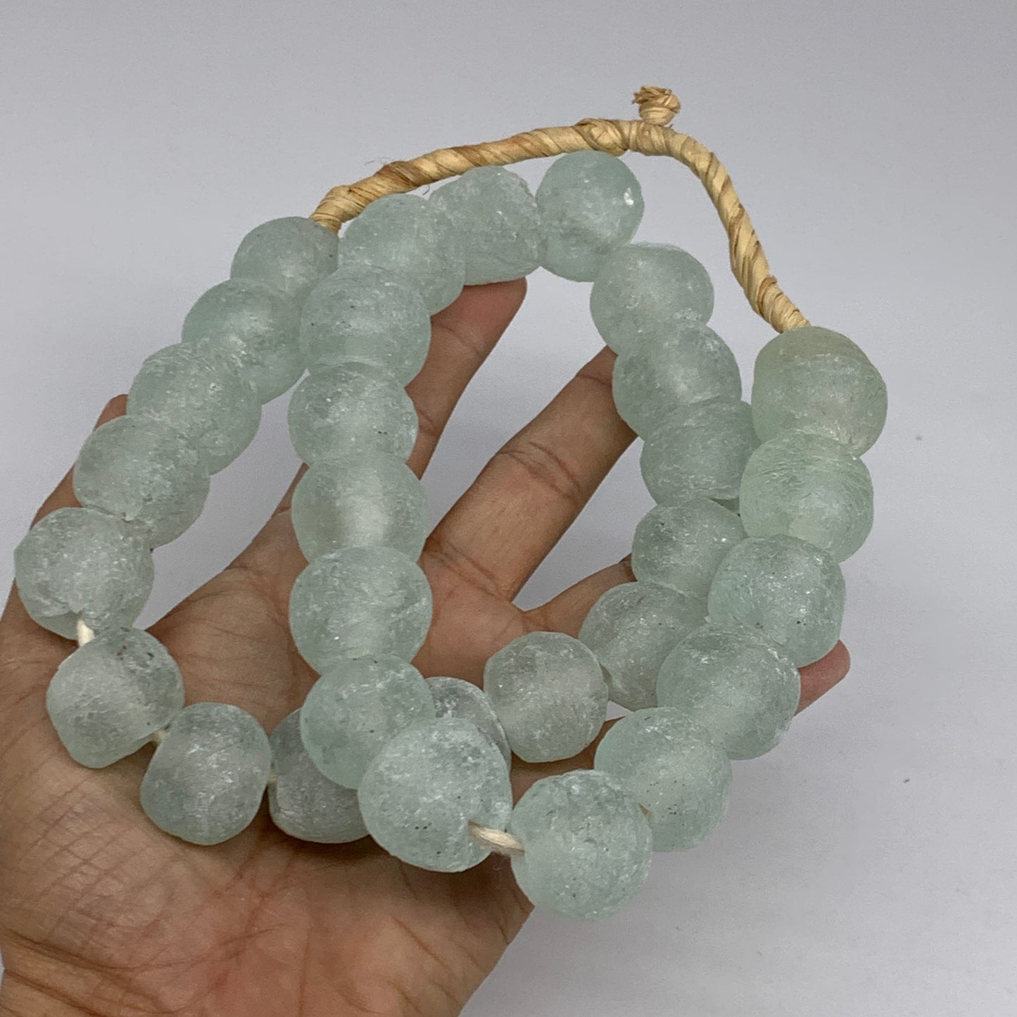 0.9 lbs, 17mm-21mm, 1 Strand, 30 beads, Green/Blue Sea Glass Beads, B35708