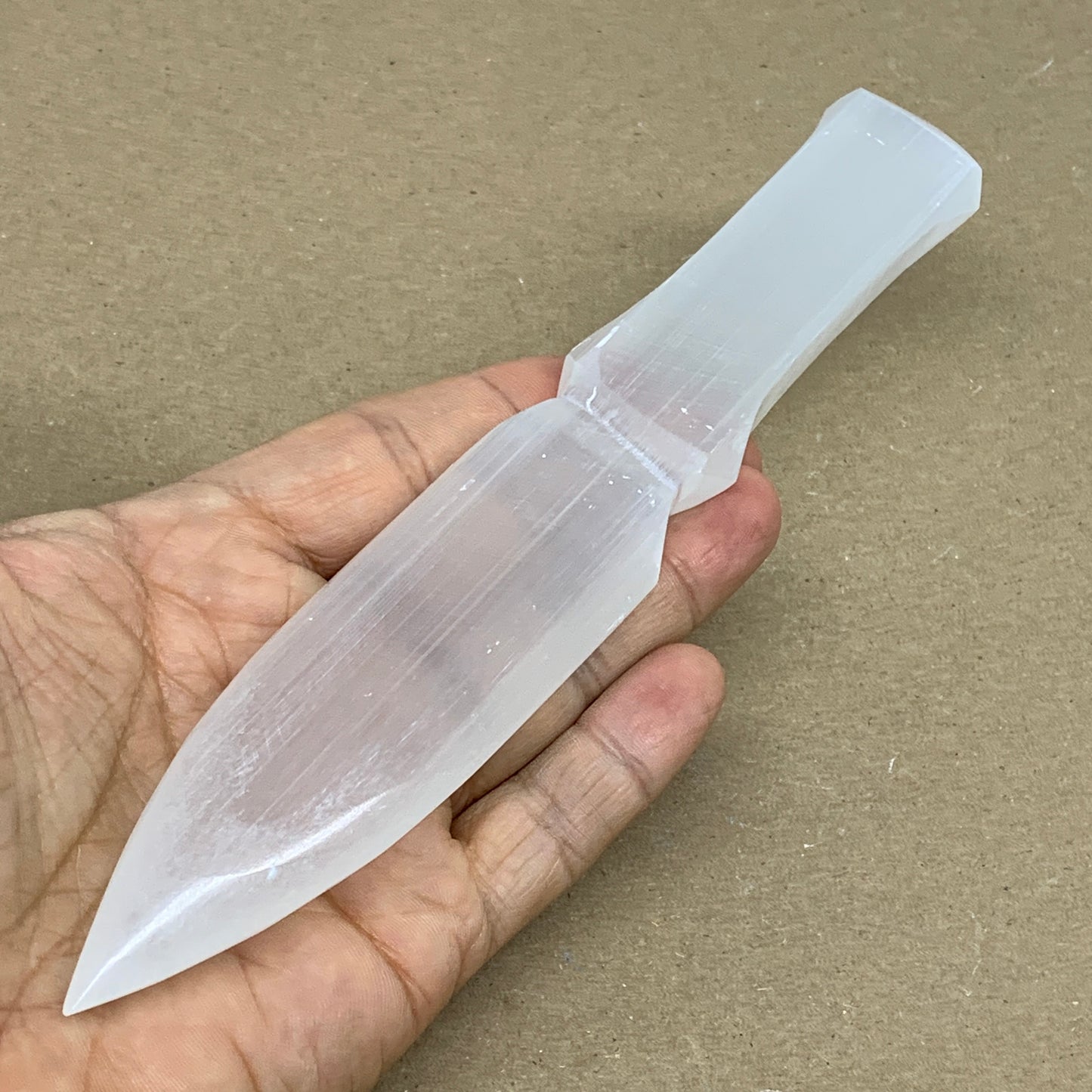 135g, 7.5"x1.2"x0.6", Natural Selenite Crystal Dagger (Satin Spar), B36338