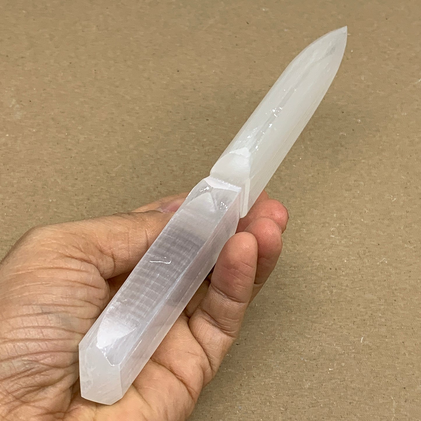 135g, 7.5"x1.2"x0.6", Natural Selenite Crystal Dagger (Satin Spar), B36338