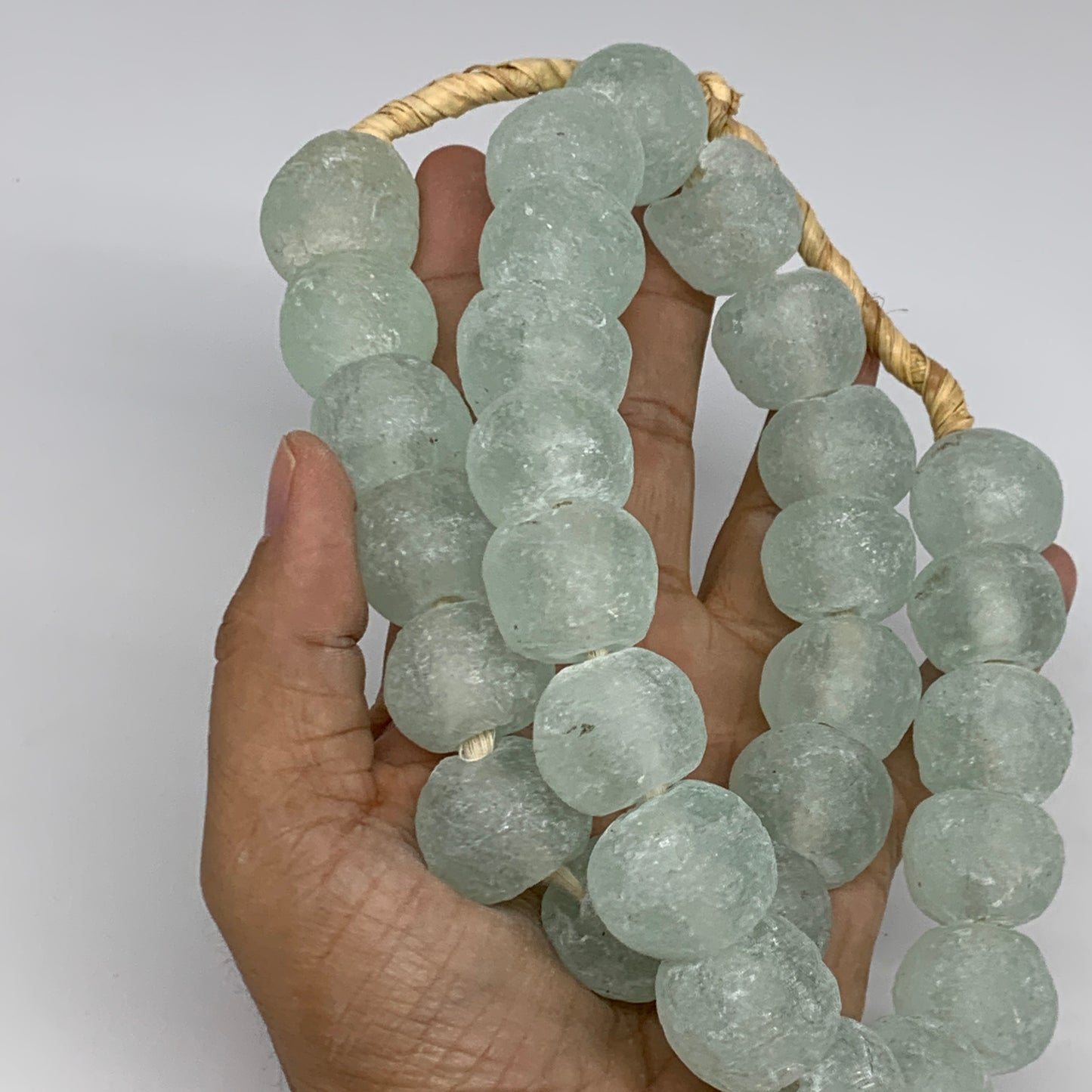 0.9 lbs, 17mm-21mm, 1 Strand, 30 beads, Green/Blue Sea Glass Beads, B35708