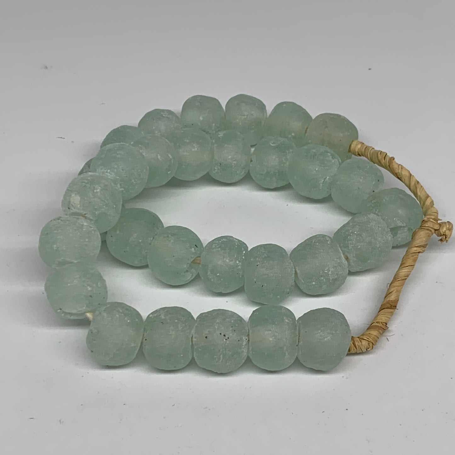 0.9 lbs, 17mm-21mm, 1 Strand, 30 beads, Green/Blue Sea Glass Beads, B35708