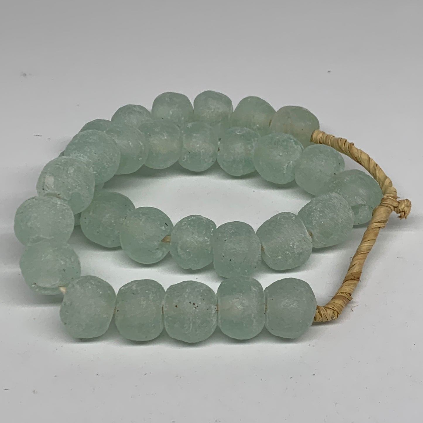 0.9 lbs, 17mm-21mm, 1 Strand, 30 beads, Green/Blue Sea Glass Beads, B35708