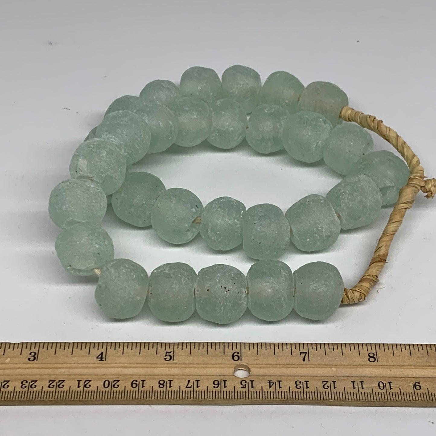 0.9 lbs, 17mm-21mm, 1 Strand, 30 beads, Green/Blue Sea Glass Beads, B35708