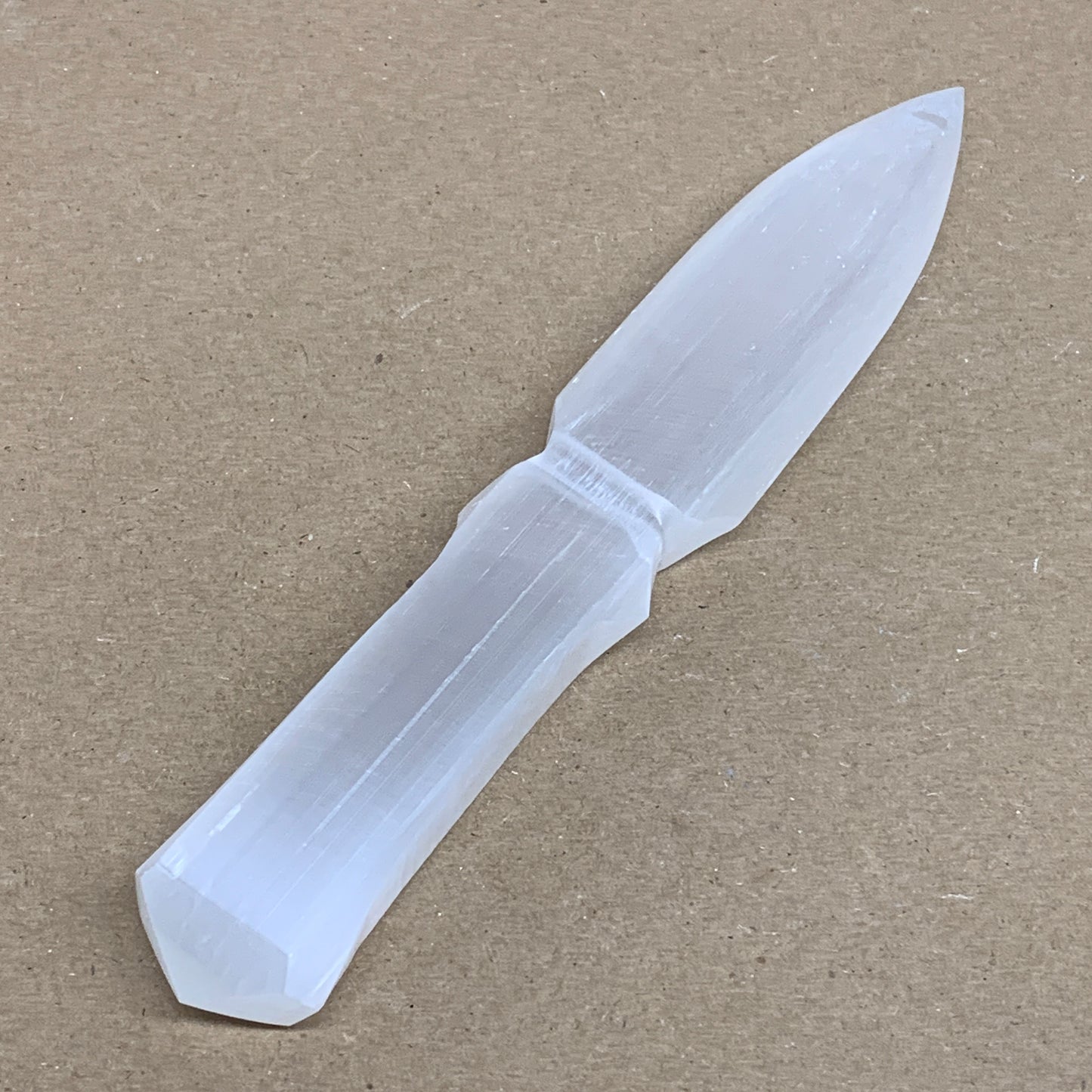135g, 7.5"x1.2"x0.6", Natural Selenite Crystal Dagger (Satin Spar), B36338