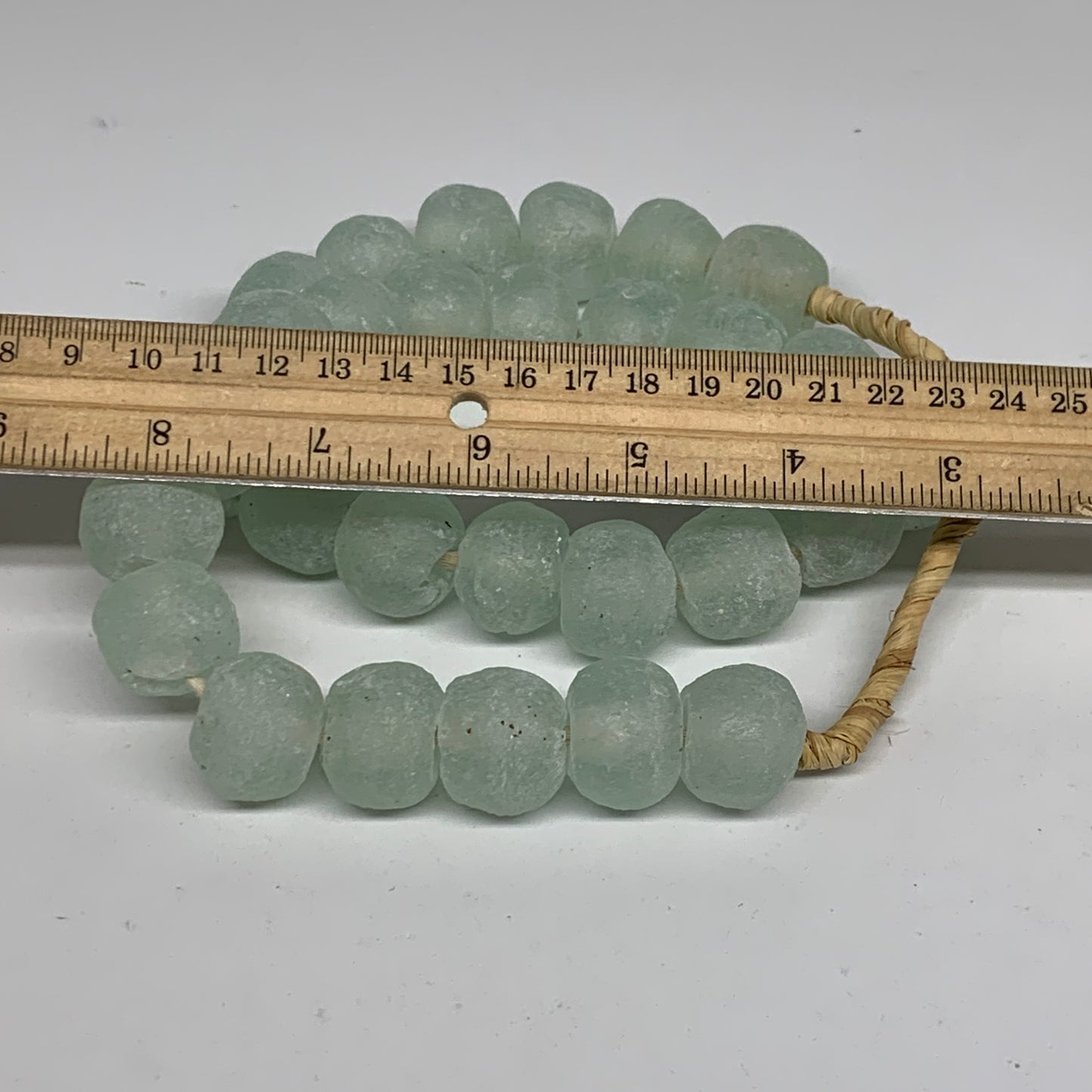 0.9 lbs, 17mm-21mm, 1 Strand, 30 beads, Green/Blue Sea Glass Beads, B35708