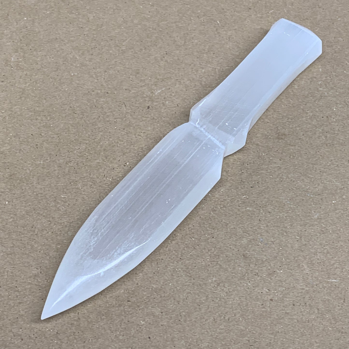 135g, 7.5"x1.2"x0.6", Natural Selenite Crystal Dagger (Satin Spar), B36338