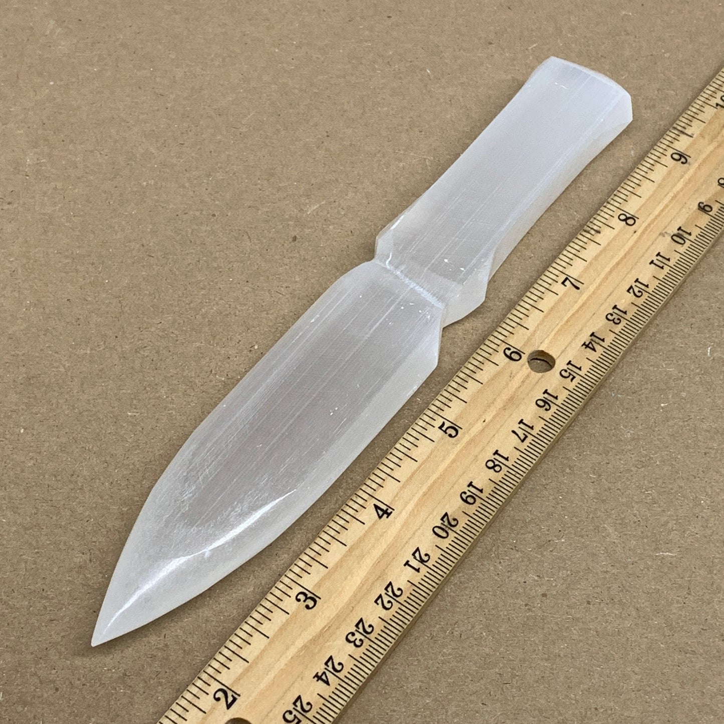 135g, 7.5"x1.2"x0.6", Natural Selenite Crystal Dagger (Satin Spar), B36338