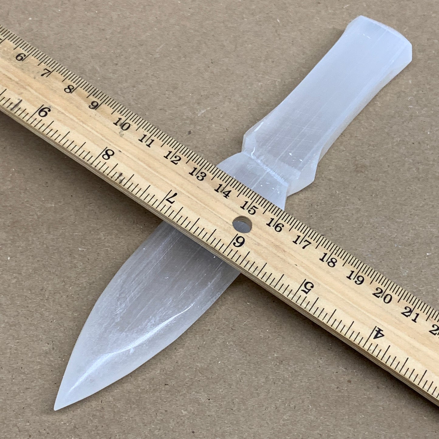135g, 7.5"x1.2"x0.6", Natural Selenite Crystal Dagger (Satin Spar), B36338