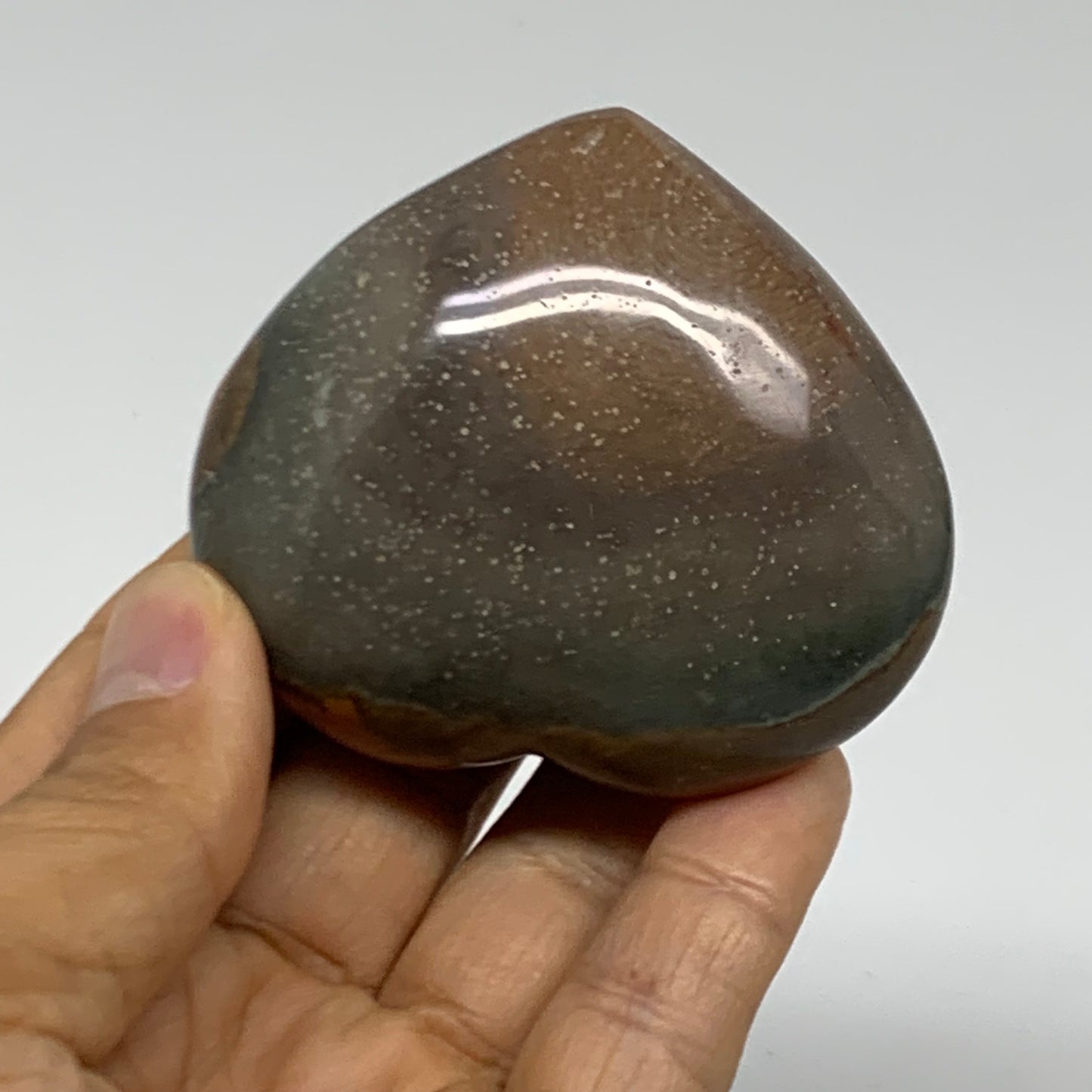 0.27 lbs, 2.2"x2.6"x1.1", Polychrome Jasper Heart Polished Crystal, B38059