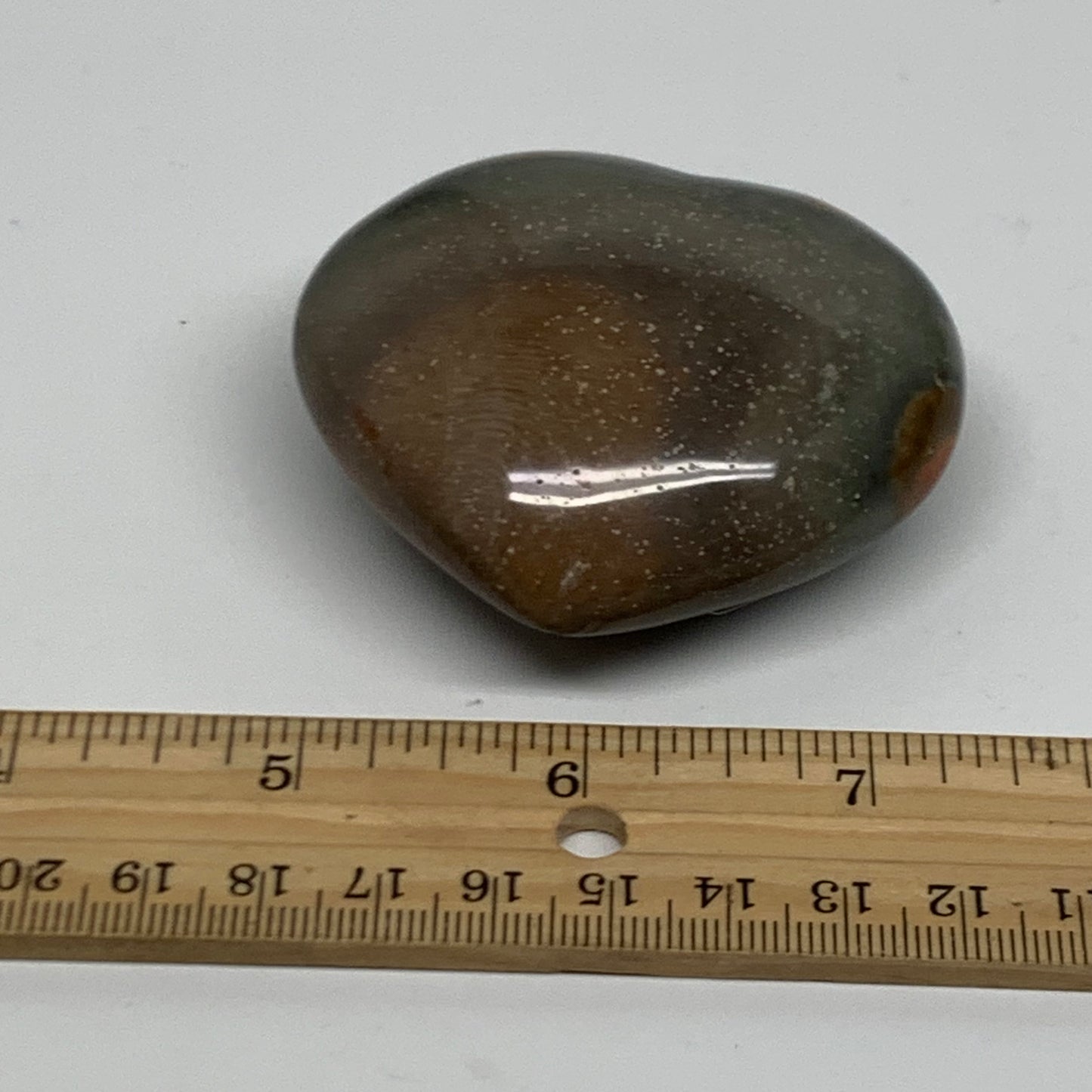 0.27 lbs, 2.2"x2.6"x1.1", Polychrome Jasper Heart Polished Crystal, B38059