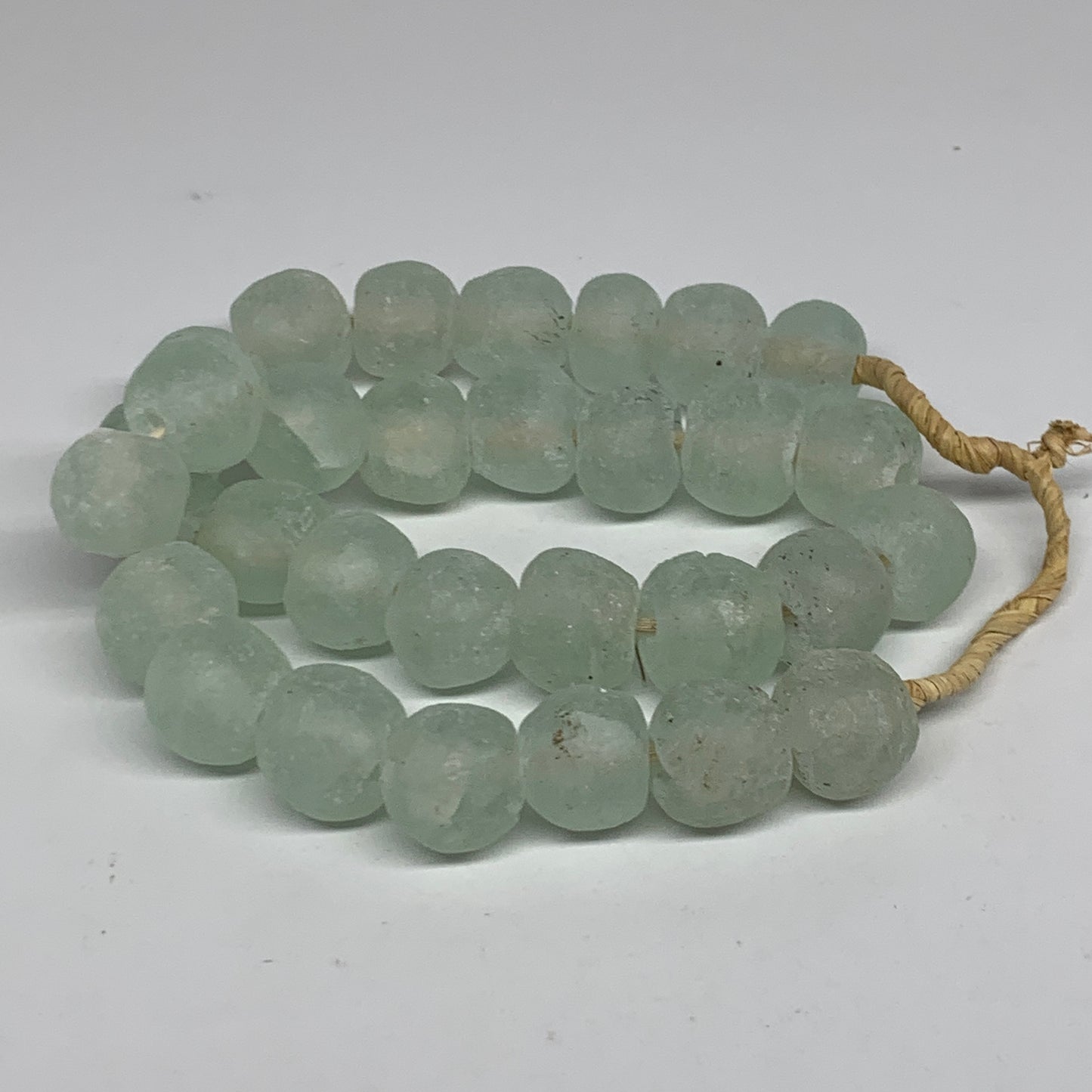 0.94 lbs, 15mm-21mm, 1 Strand, 31 beads, Green/Blue Sea Glass Beads, B35709