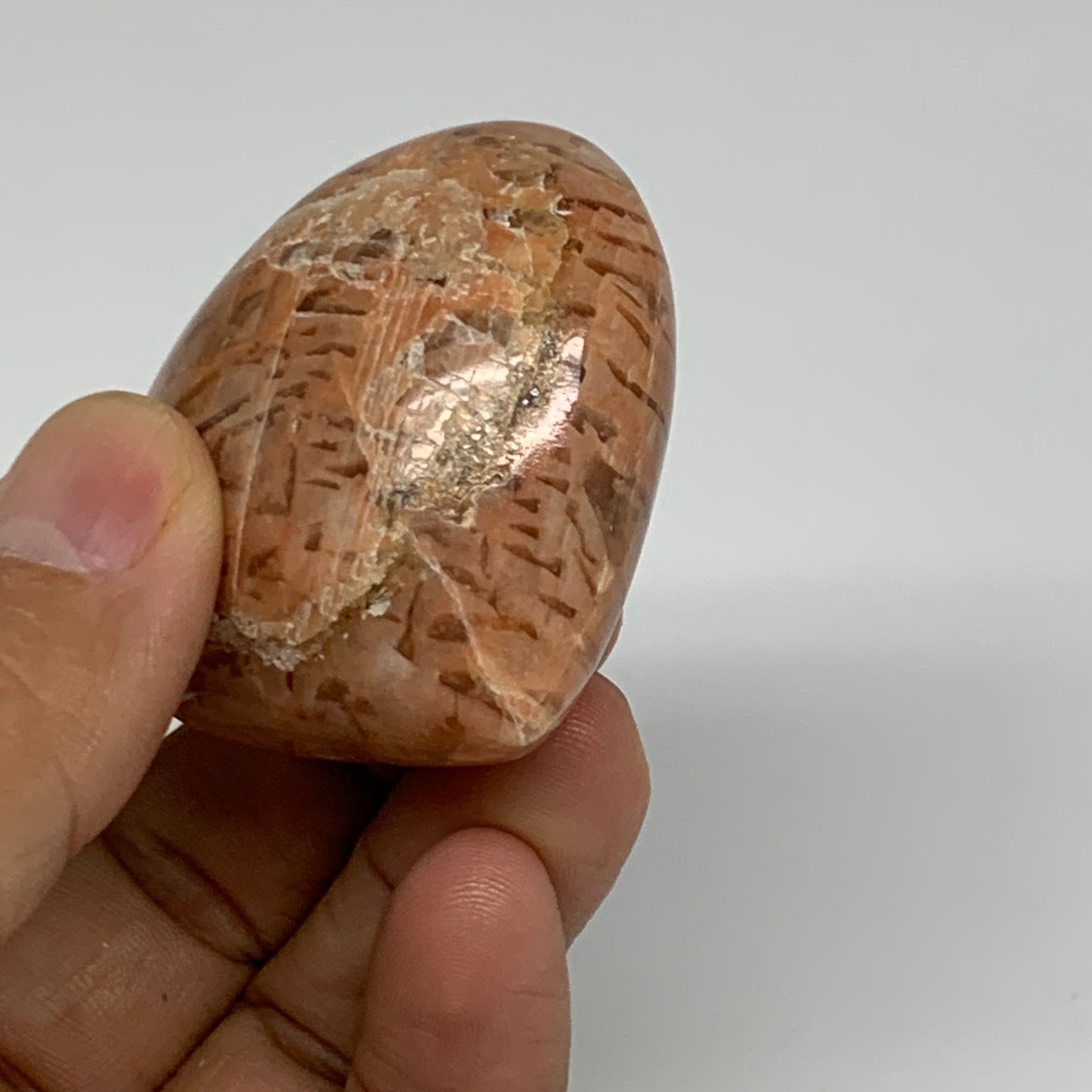 70.8g, 1.8"x2"x1", Peach Moonstone Heart Crystal Polished, B35006