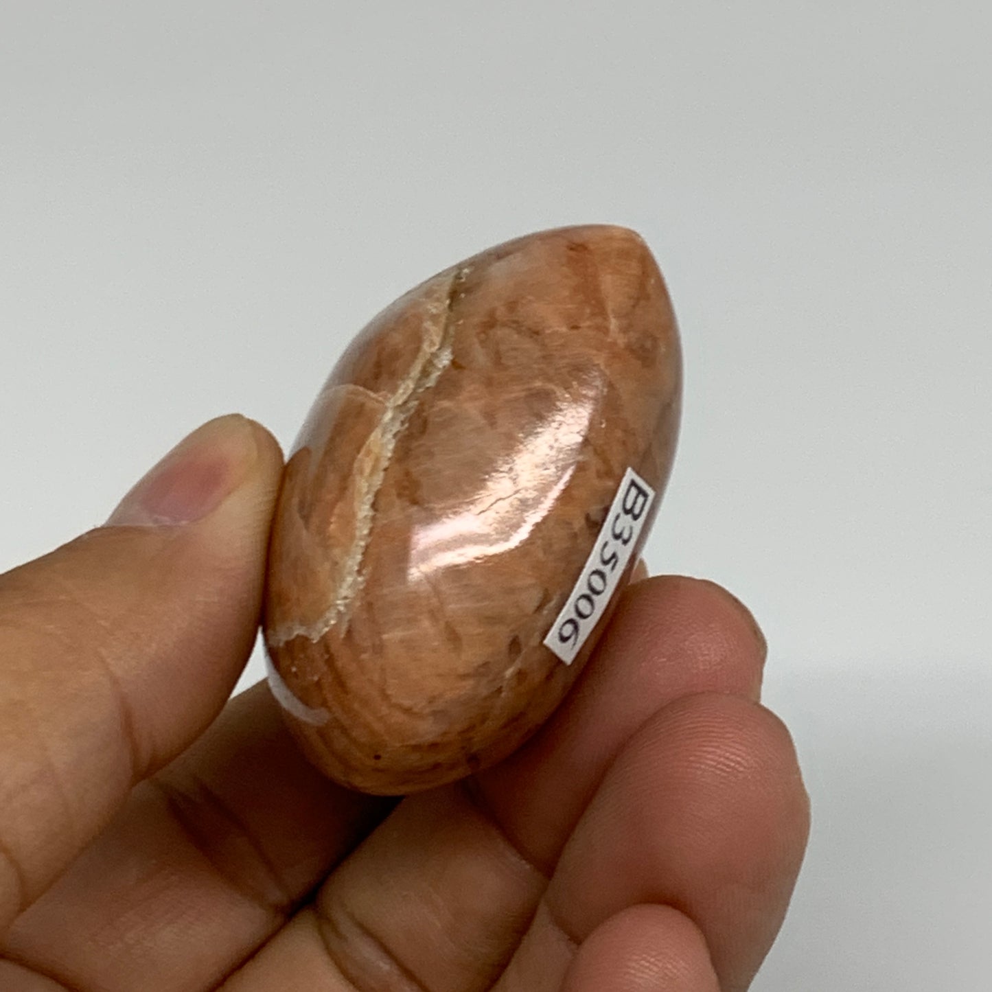 70.8g, 1.8"x2"x1", Peach Moonstone Heart Crystal Polished, B35006