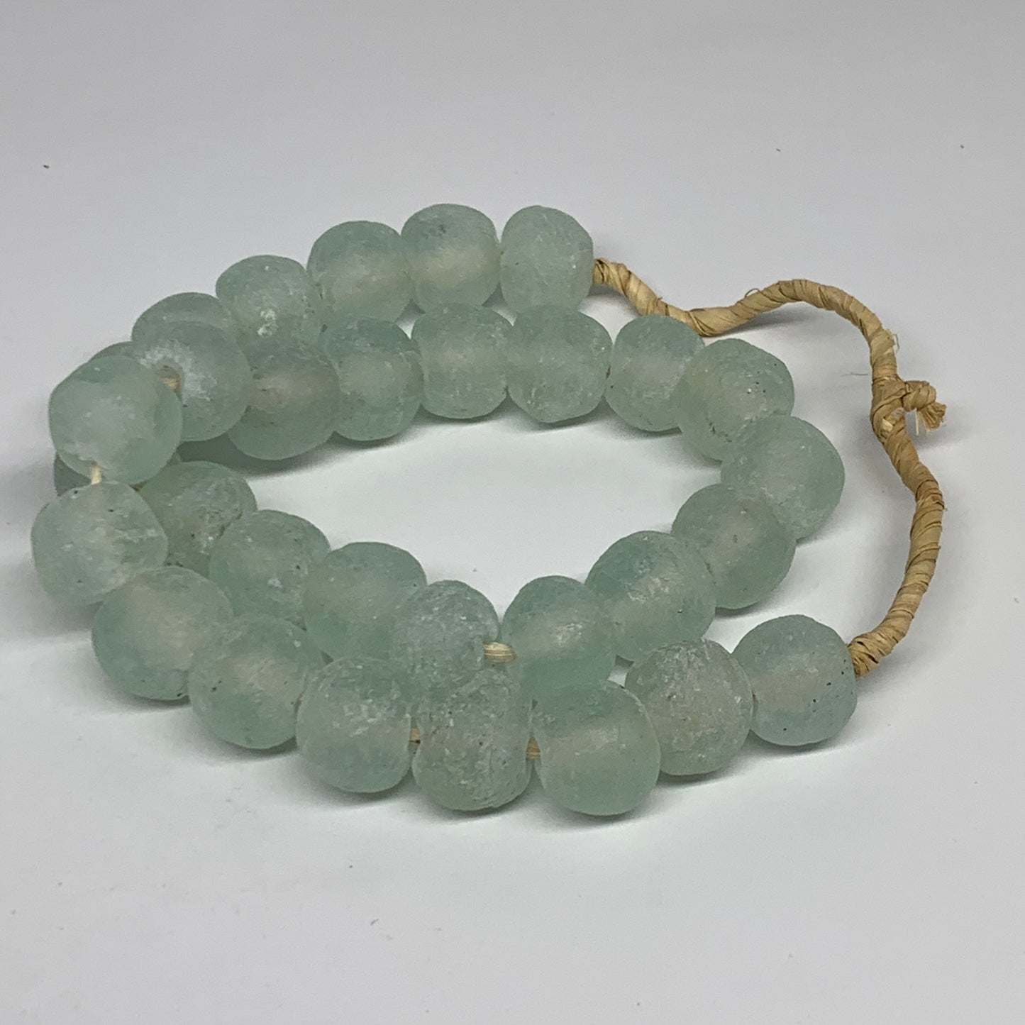 0.93 lbs, 15mm-20mm, 1 Strand, 31 beads, Green/Blue Sea Glass Beads, B35710