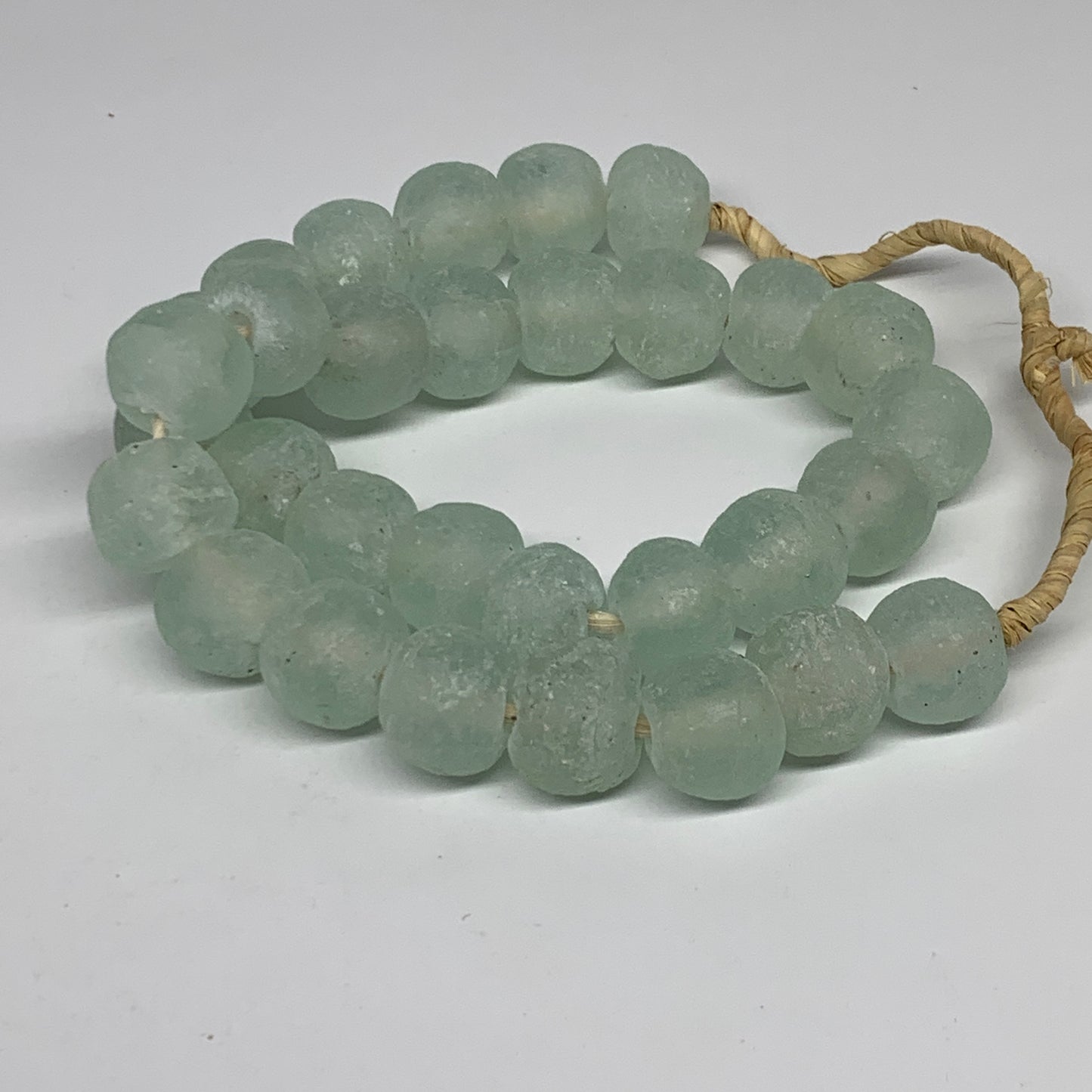 0.93 lbs, 15mm-20mm, 1 Strand, 31 beads, Green/Blue Sea Glass Beads, B35710