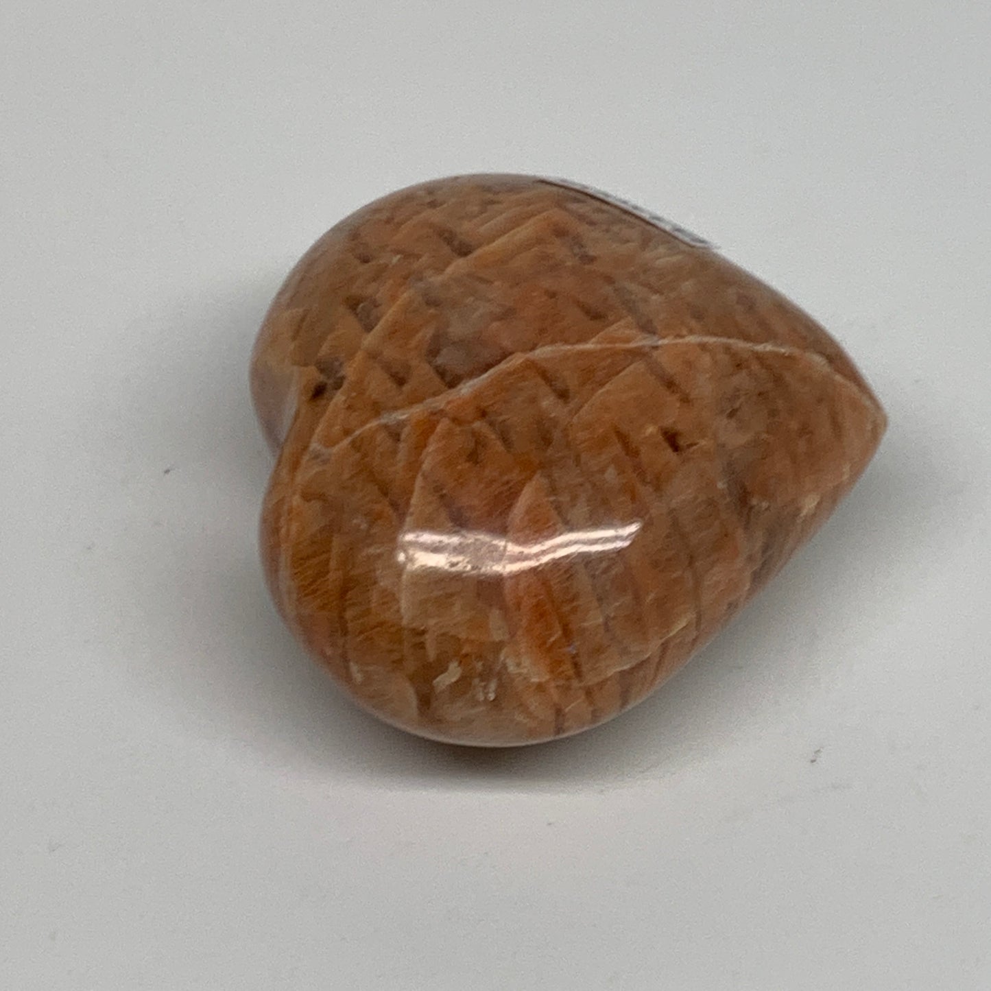 70.8g, 1.8"x2"x1", Peach Moonstone Heart Crystal Polished, B35006