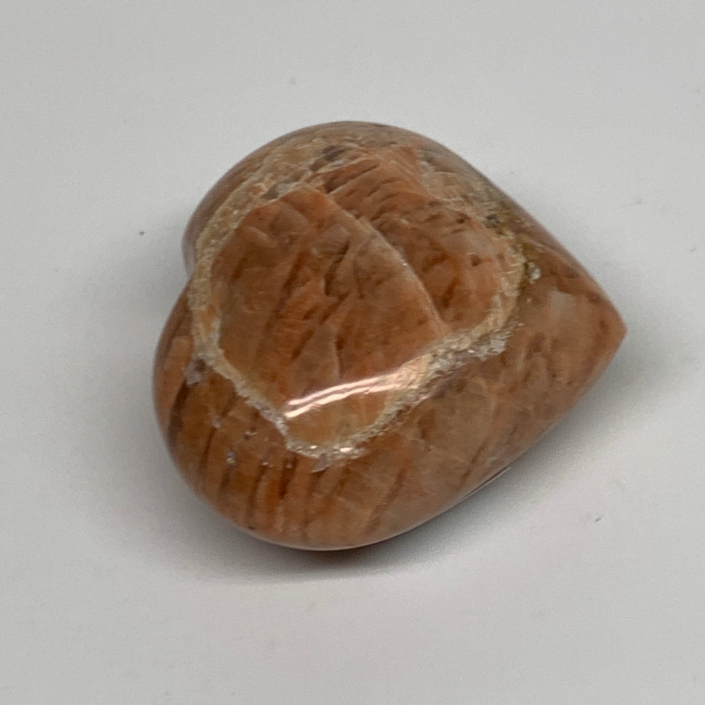 70.8g, 1.8"x2"x1", Peach Moonstone Heart Crystal Polished, B35006