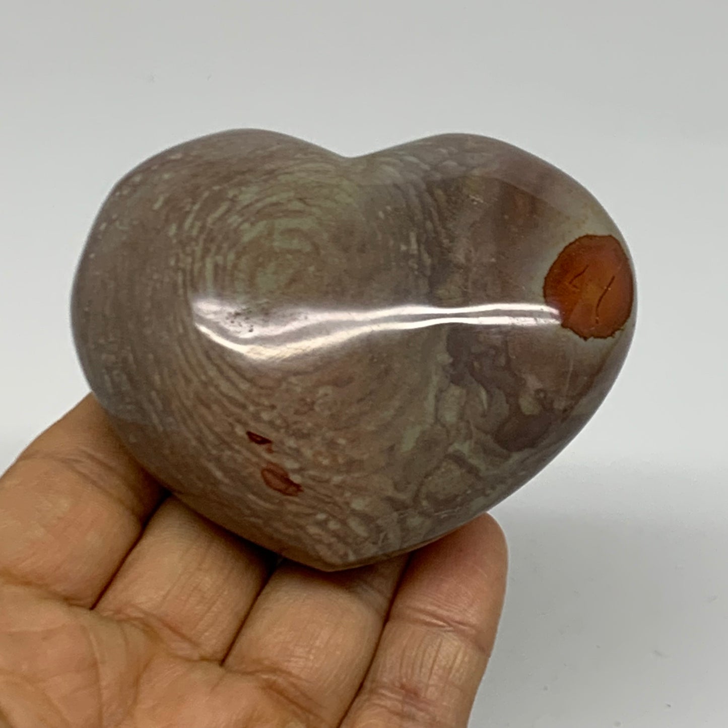0.44 lbs, 2.4"x3"x1.3", Polychrome Jasper Heart Polished Crystal, B38061