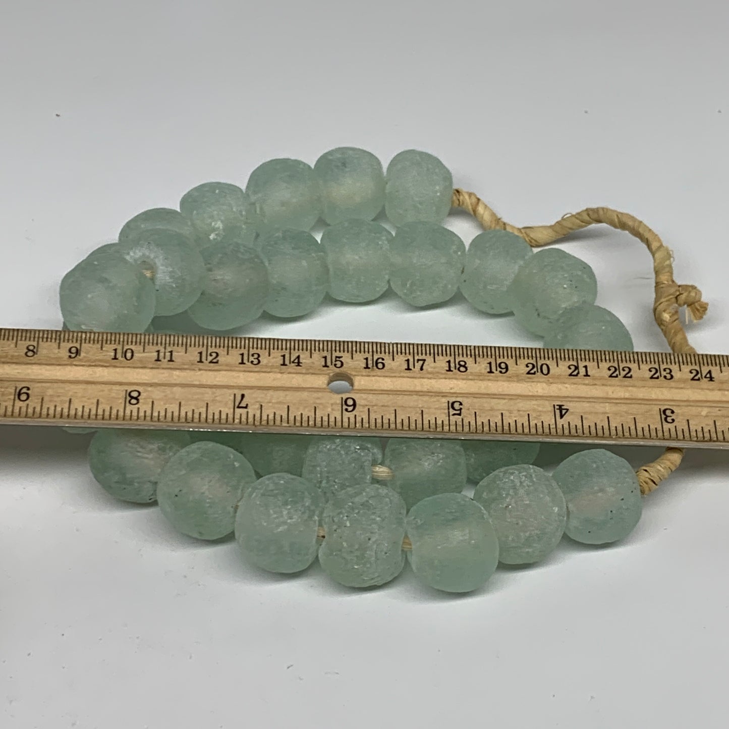 0.93 lbs, 15mm-20mm, 1 Strand, 31 beads, Green/Blue Sea Glass Beads, B35710