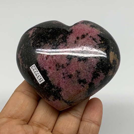 0.70 lbs, 2.7"x3"x1.4", Natural Rhodonite Heart Polished Crystal, B37222