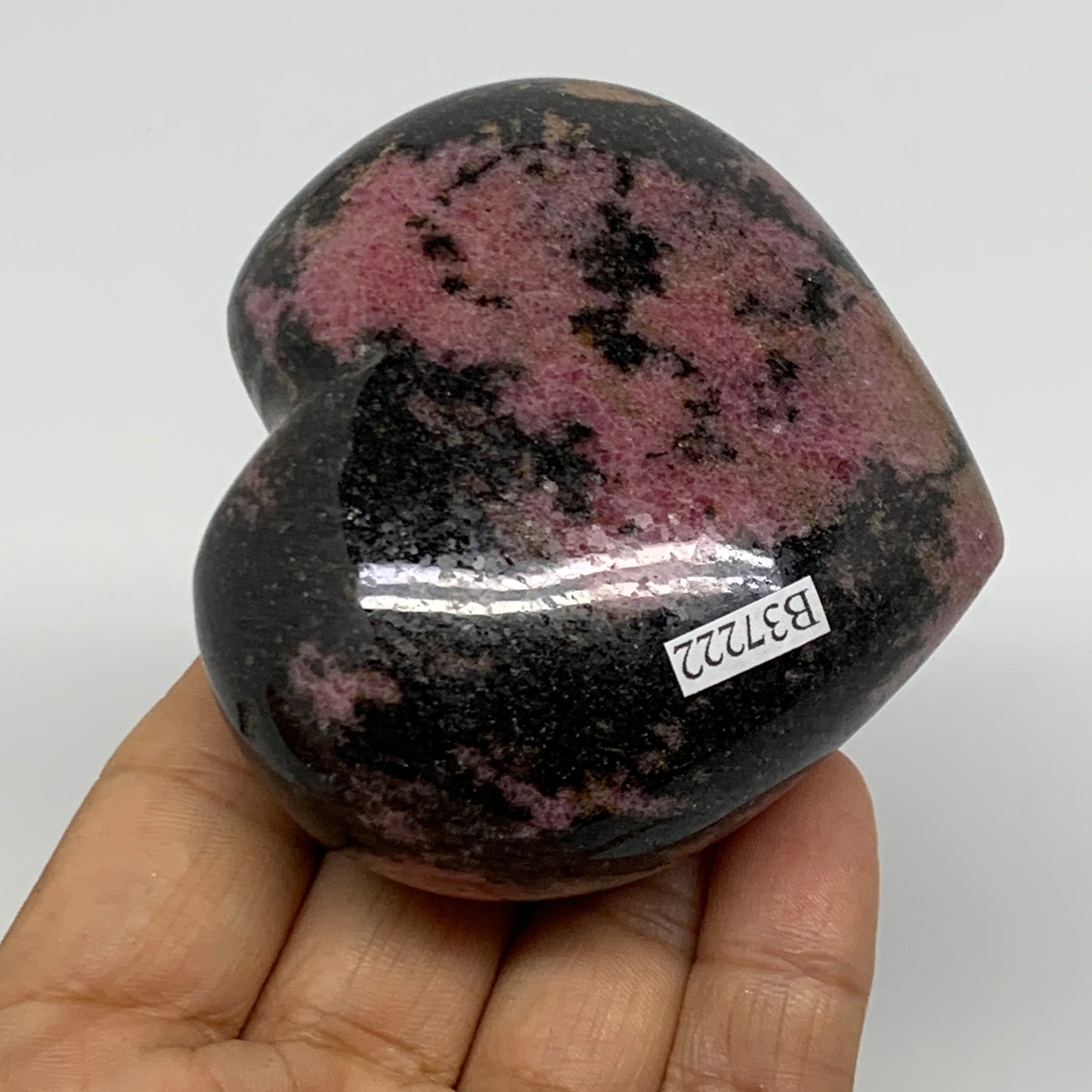 0.70 lbs, 2.7"x3"x1.4", Natural Rhodonite Heart Polished Crystal, B37222