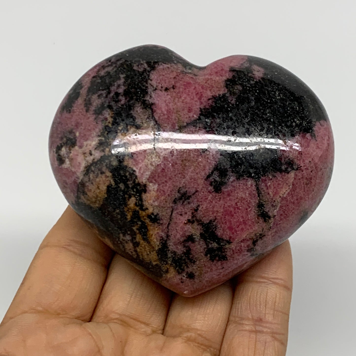 0.70 lbs, 2.7"x3"x1.4", Natural Rhodonite Heart Polished Crystal, B37222