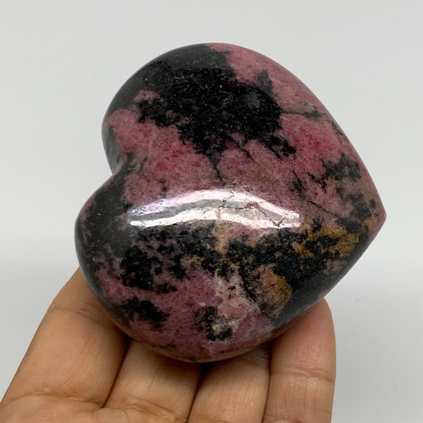 0.70 lbs, 2.7"x3"x1.4", Natural Rhodonite Heart Polished Crystal, B37222