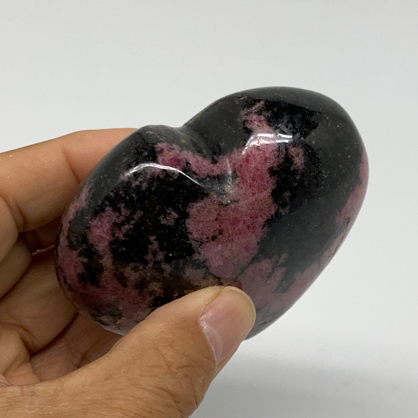 0.70 lbs, 2.7"x3"x1.4", Natural Rhodonite Heart Polished Crystal, B37222