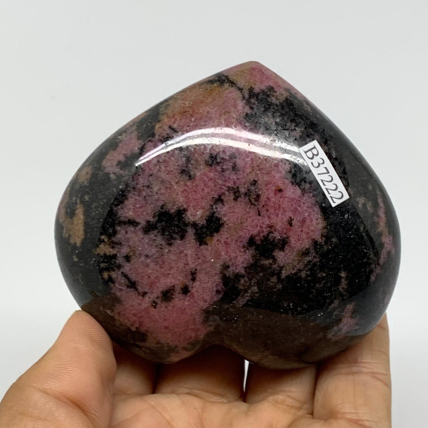 0.70 lbs, 2.7"x3"x1.4", Natural Rhodonite Heart Polished Crystal, B37222