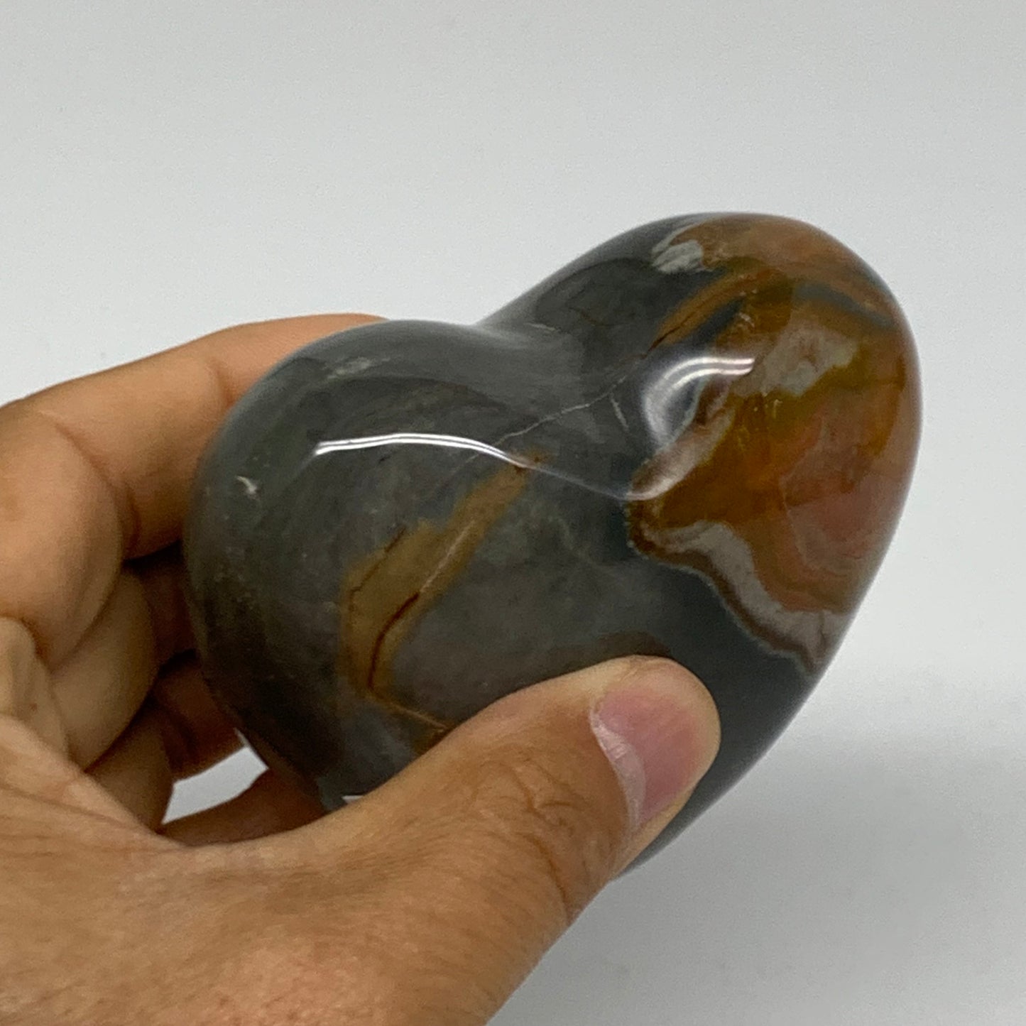 0.63 lbs, 2.9"x3.2"x1.5", Polychrome Jasper Heart Polished Crystal, B38062