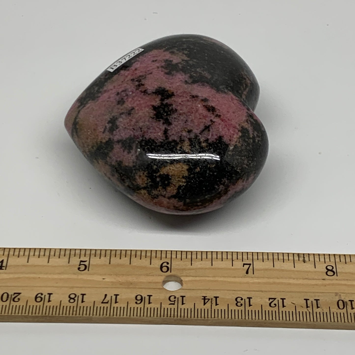 0.70 lbs, 2.7"x3"x1.4", Natural Rhodonite Heart Polished Crystal, B37222