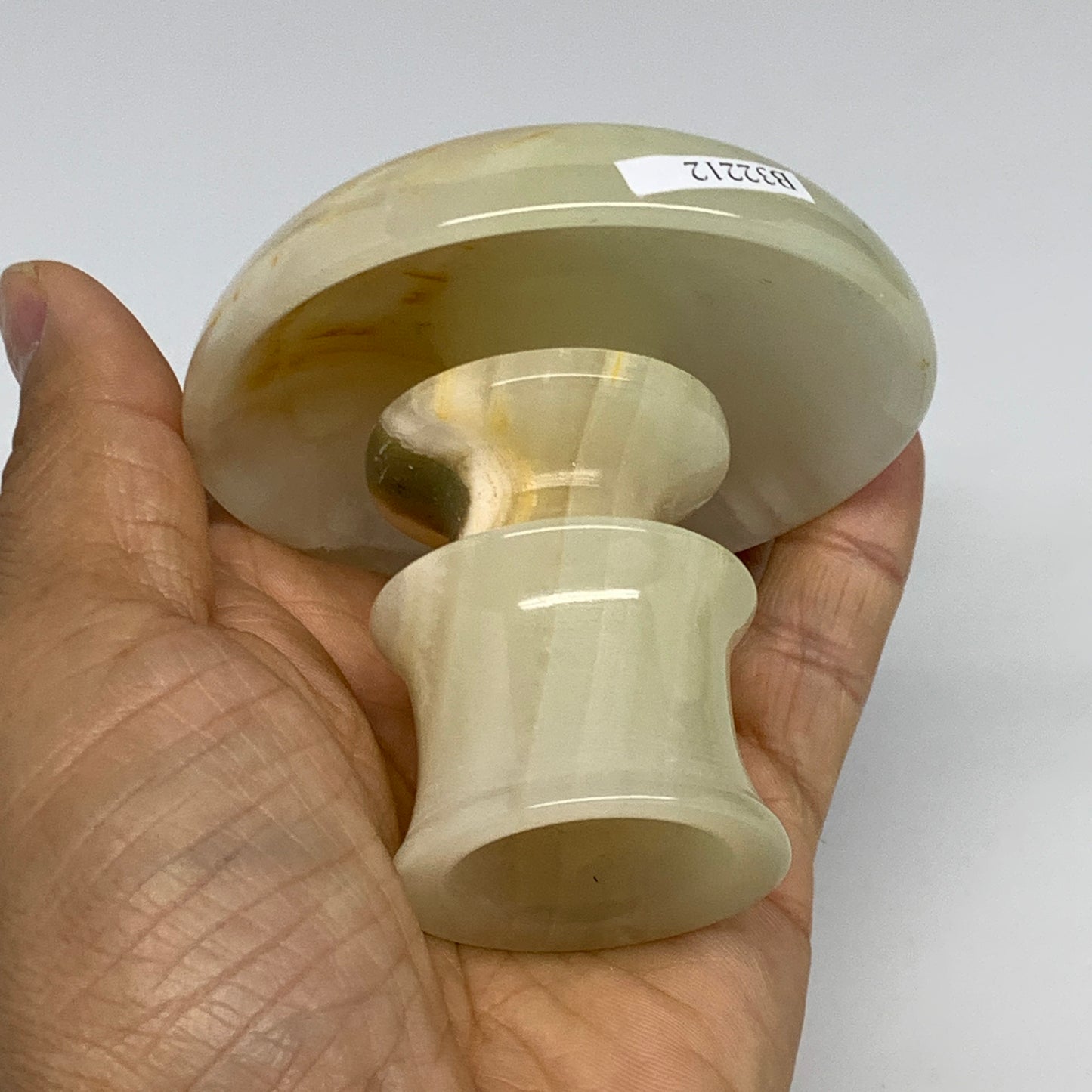 193g, 2.6"x1.4"x2.9", Natural Green Onyx Candle Holder Gemstone Hand Carved, B32