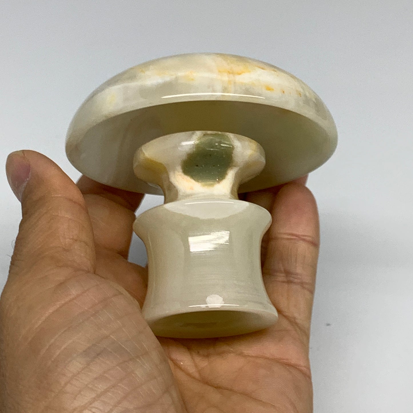 193g, 2.6"x1.4"x2.9", Natural Green Onyx Candle Holder Gemstone Hand Carved, B32