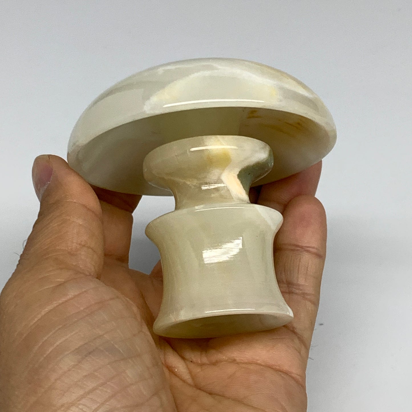 193g, 2.6"x1.4"x2.9", Natural Green Onyx Candle Holder Gemstone Hand Carved, B32