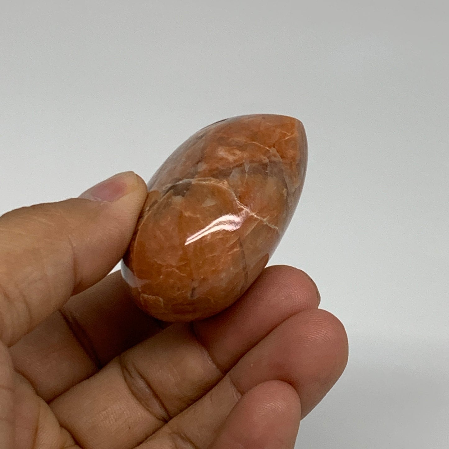 76.5g, 1.8"x2"x1", Peach Moonstone Heart Crystal Polished, B35008