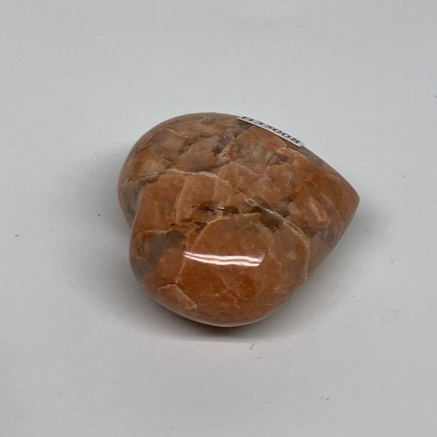 76.5g, 1.8"x2"x1", Peach Moonstone Heart Crystal Polished, B35008