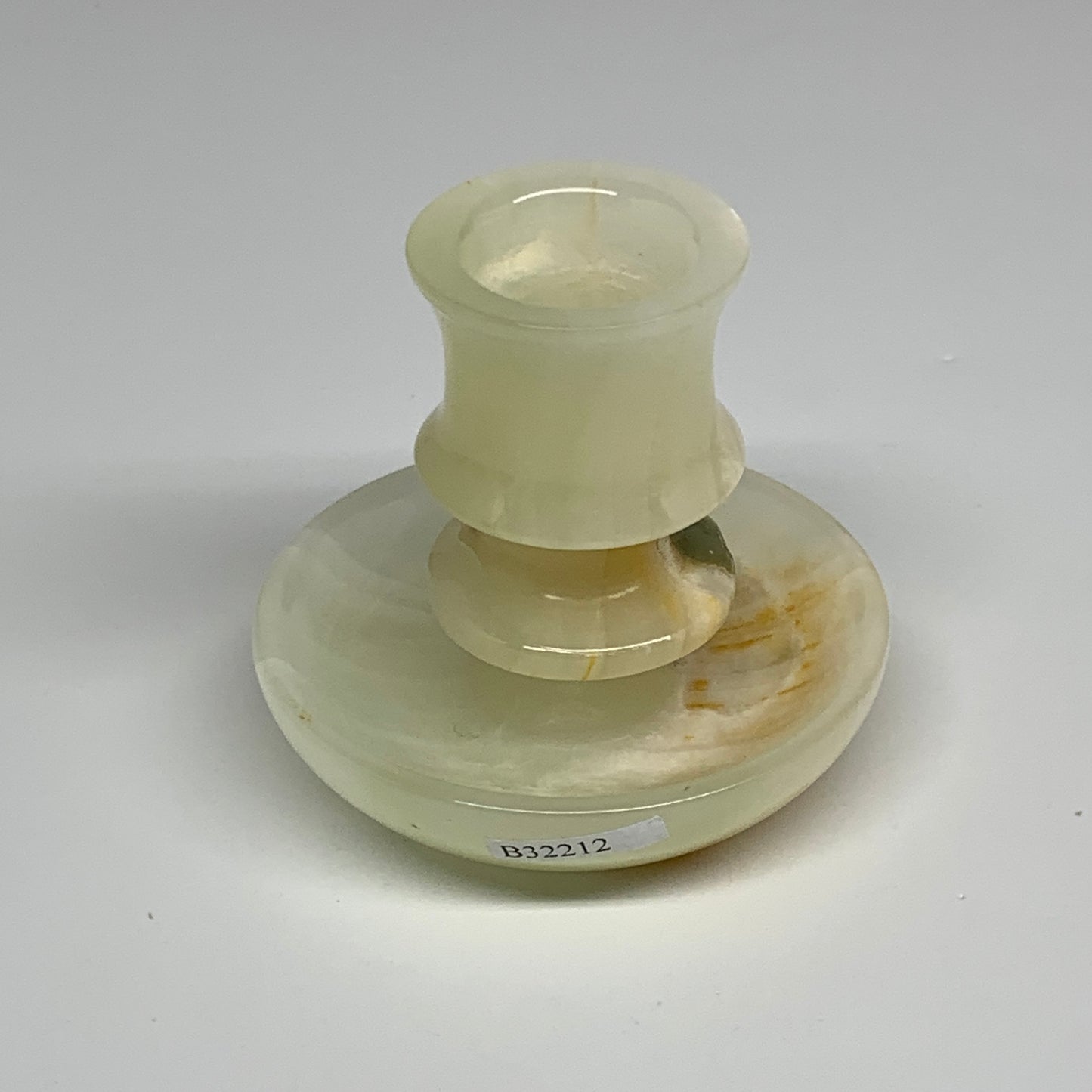 193g, 2.6"x1.4"x2.9", Natural Green Onyx Candle Holder Gemstone Hand Carved, B32