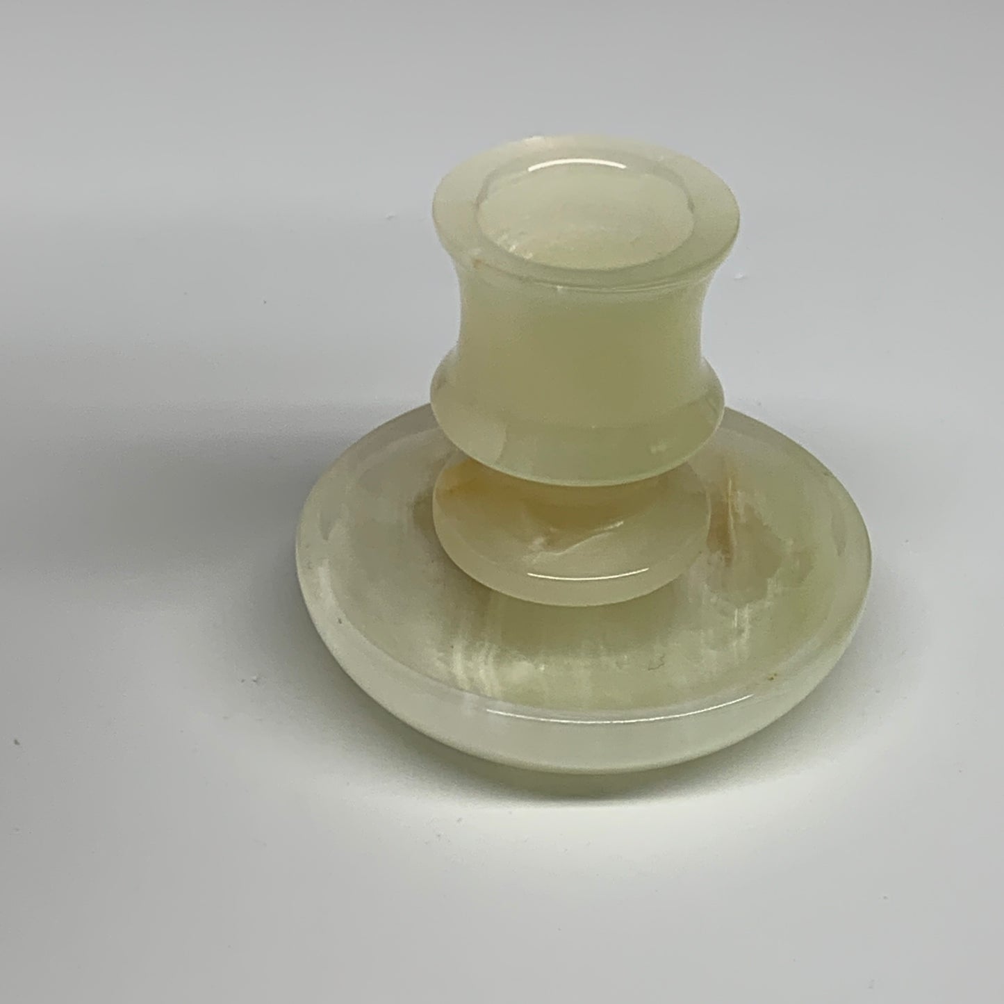 193g, 2.6"x1.4"x2.9", Natural Green Onyx Candle Holder Gemstone Hand Carved, B32