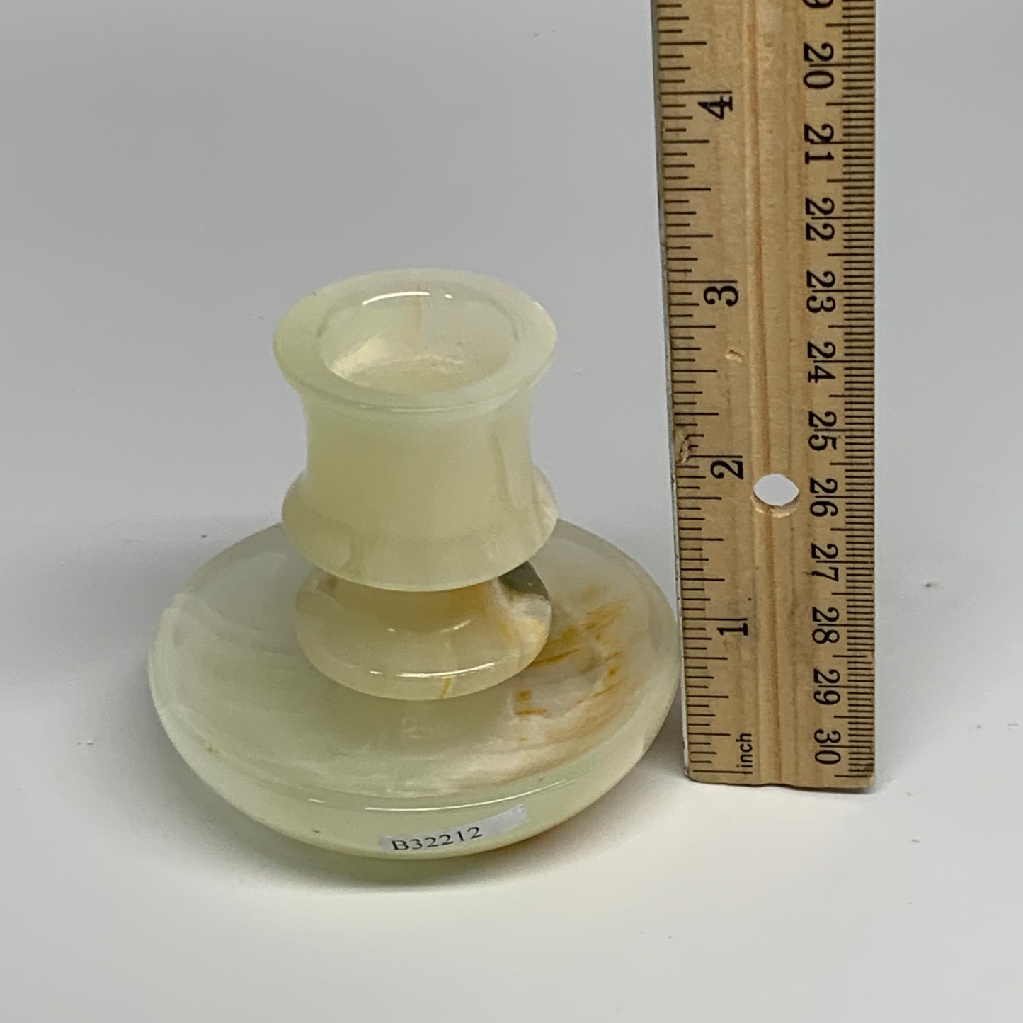 193g, 2.6"x1.4"x2.9", Natural Green Onyx Candle Holder Gemstone Hand Carved, B32