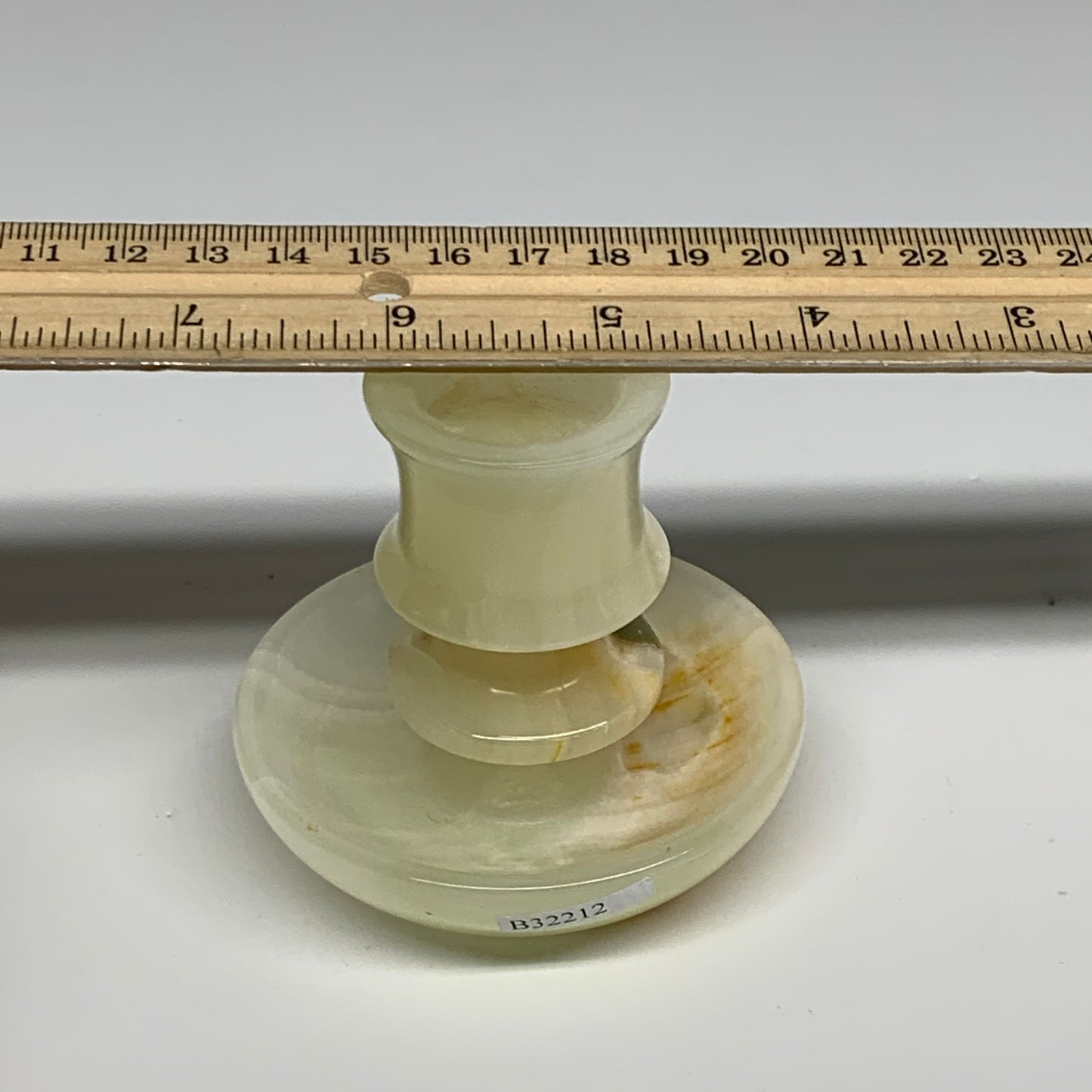 193g, 2.6"x1.4"x2.9", Natural Green Onyx Candle Holder Gemstone Hand Carved, B32