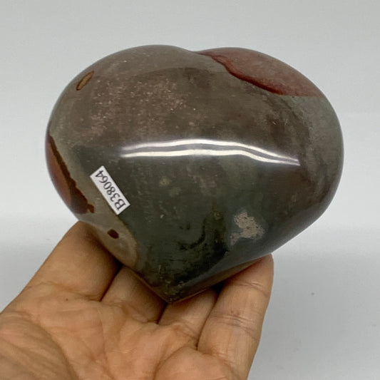 0.91 lbs, 3.2"x3.5"x1.8", Polychrome Jasper Heart Polished Crystal, B38064