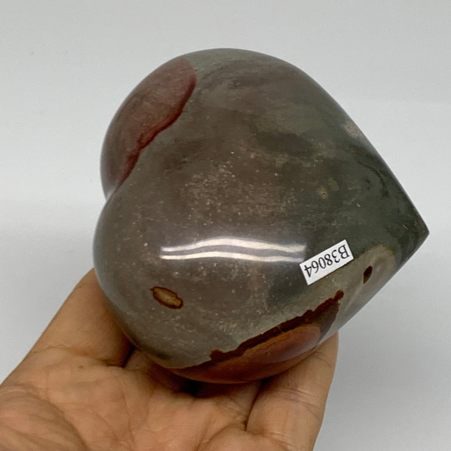 0.91 lbs, 3.2"x3.5"x1.8", Polychrome Jasper Heart Polished Crystal, B38064