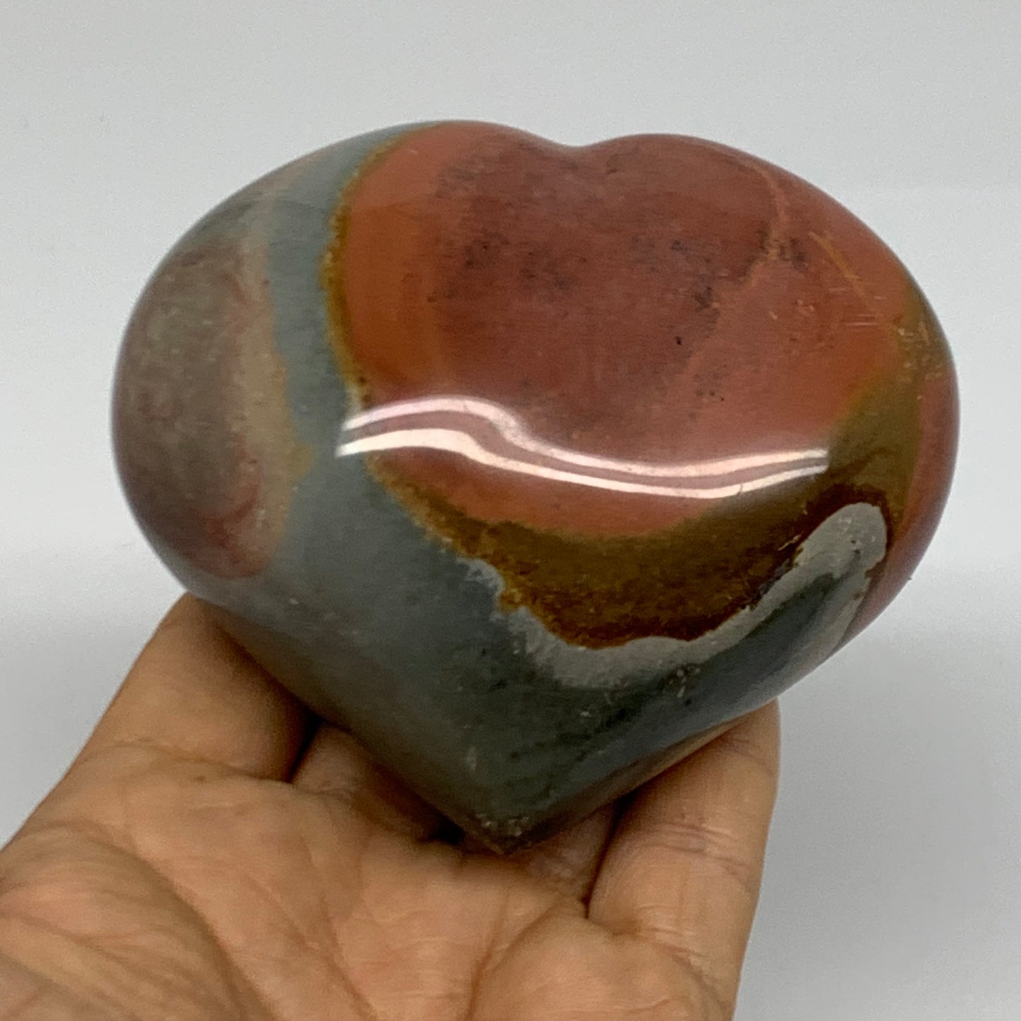 0.91 lbs, 3.2"x3.5"x1.8", Polychrome Jasper Heart Polished Crystal, B38064