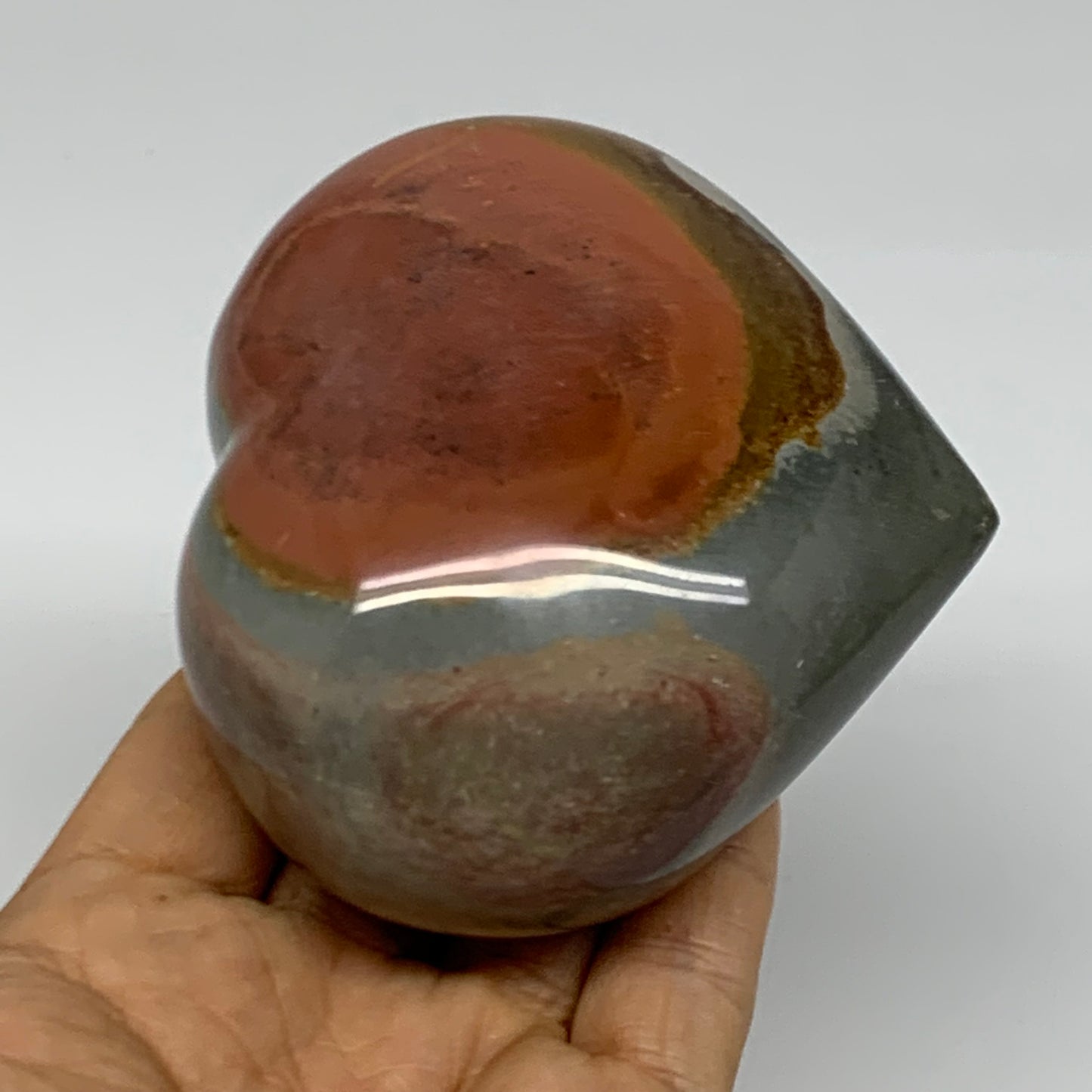 0.91 lbs, 3.2"x3.5"x1.8", Polychrome Jasper Heart Polished Crystal, B38064